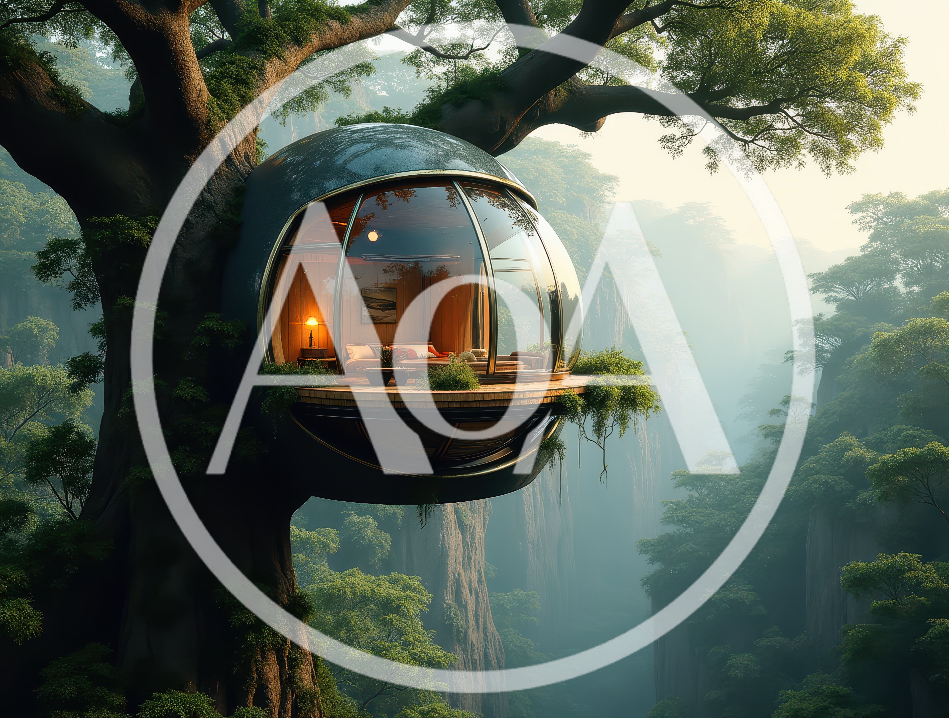 Futuristic Spherical Treehouse Nestled In A Lush Forest