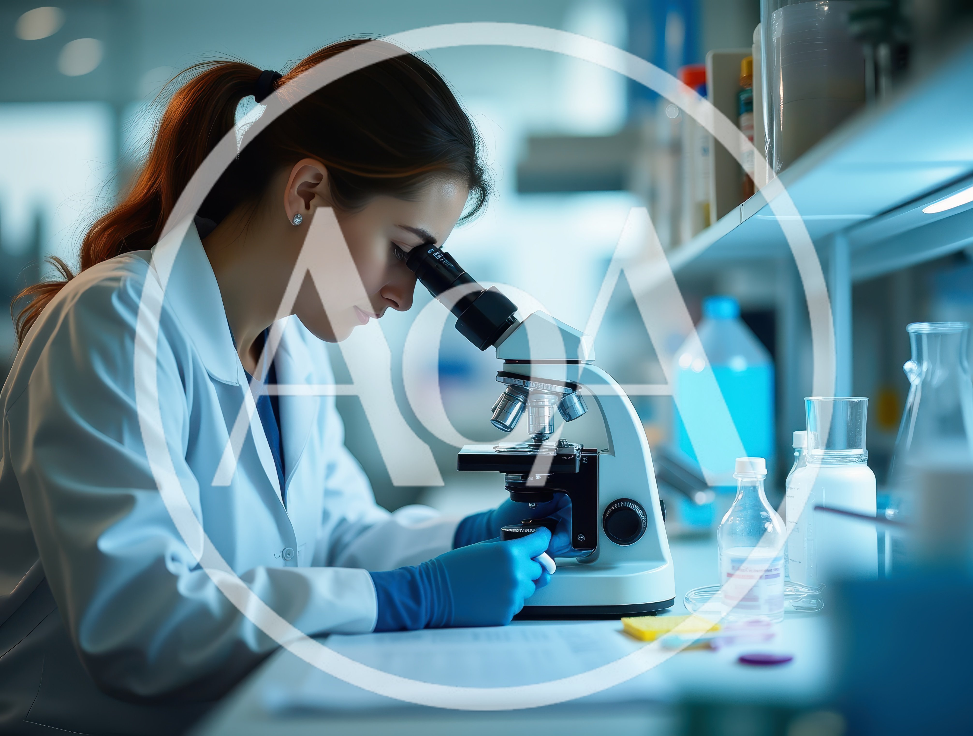 Female Scientist Examining Samples Under Laboratory Microscope