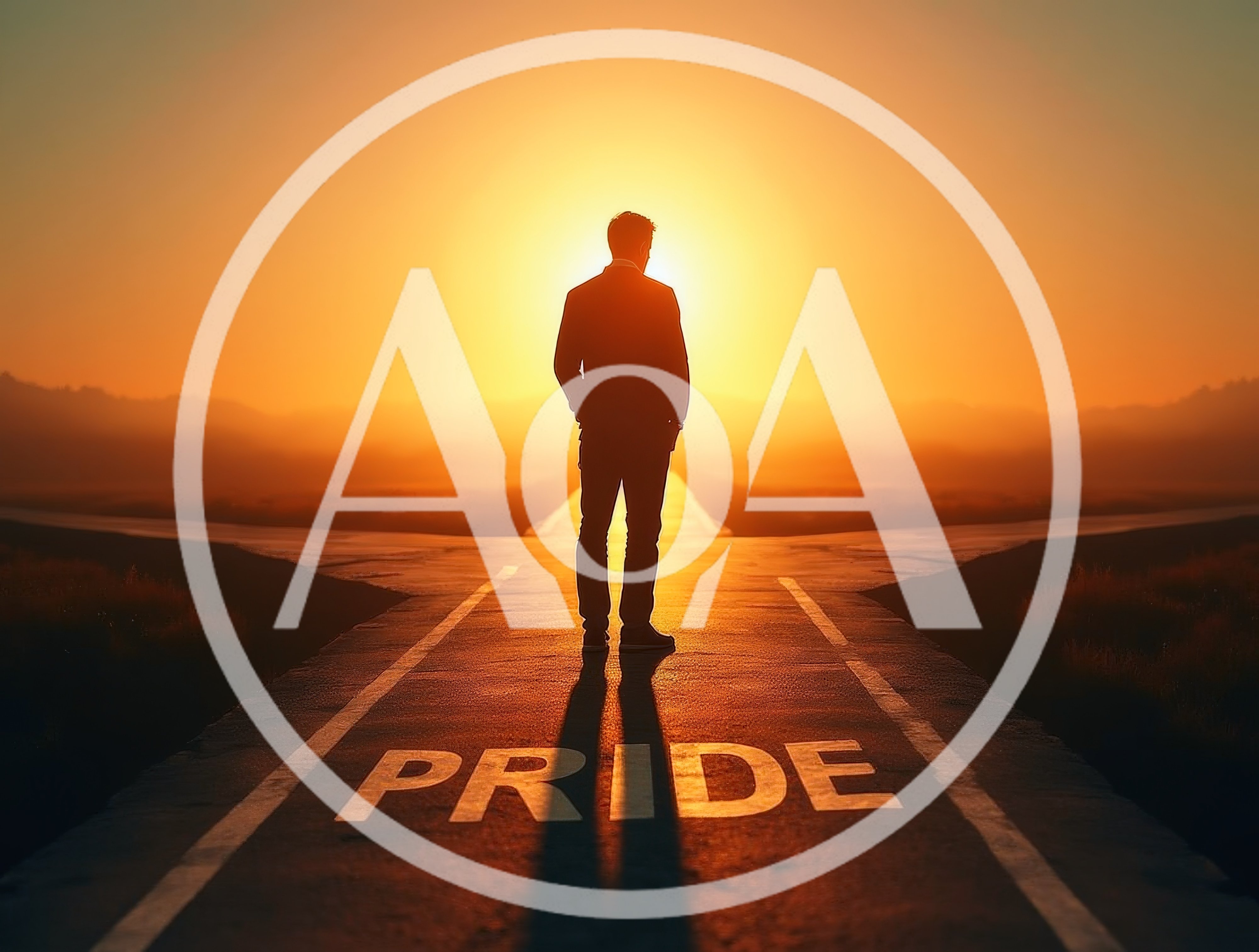Man Standing At A Crossroads With Pride Text