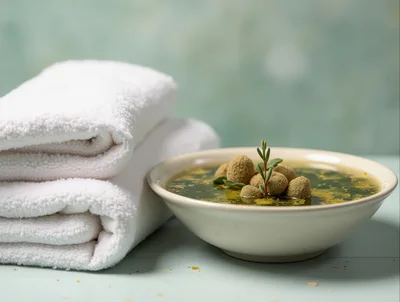 Spa Treatment Bowl with White Towels