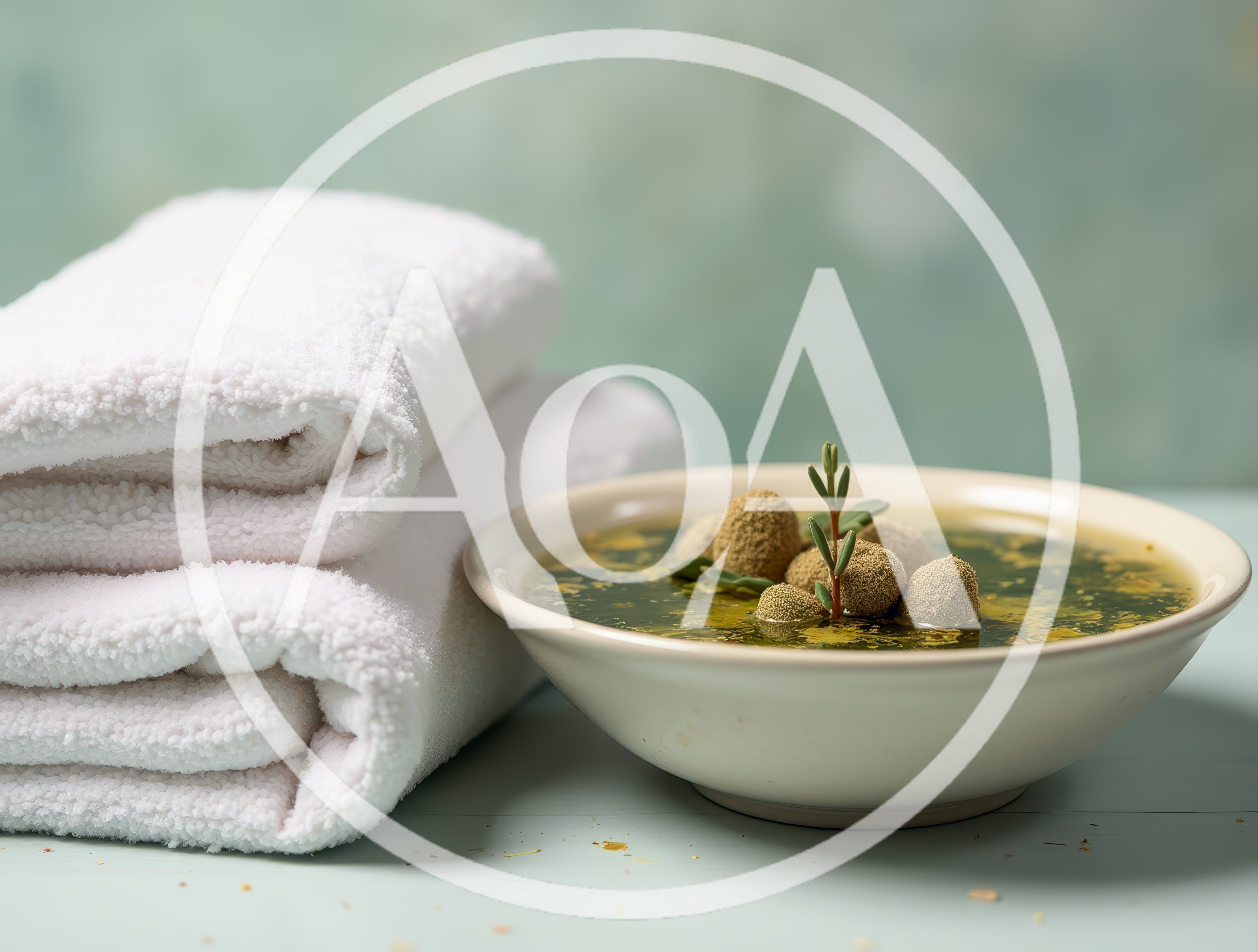 Spa Treatment Bowl with White Towels