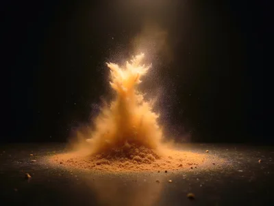 Explosion Of Fine Golden Powder Particles
