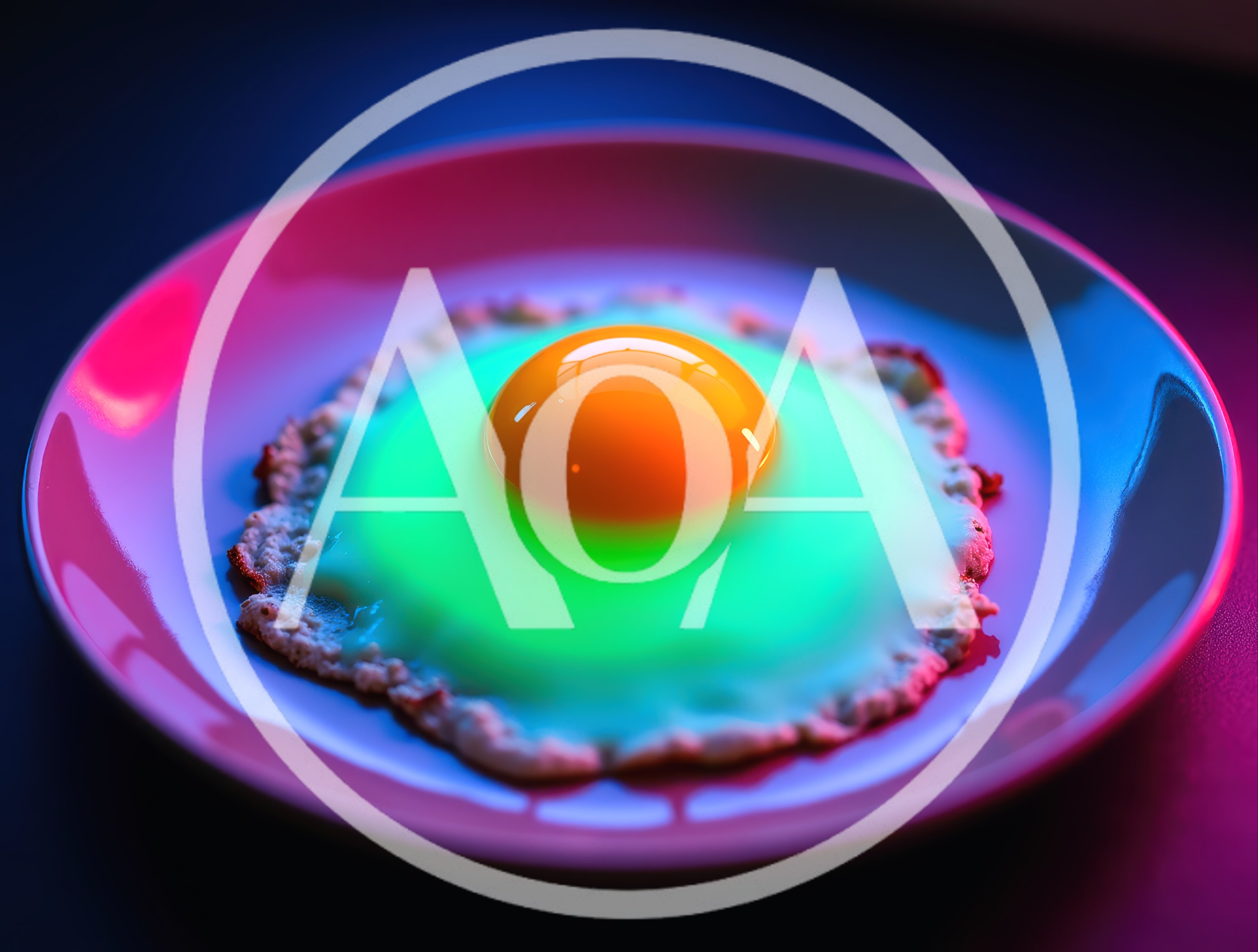Neon Lit Fried Egg On A Plate