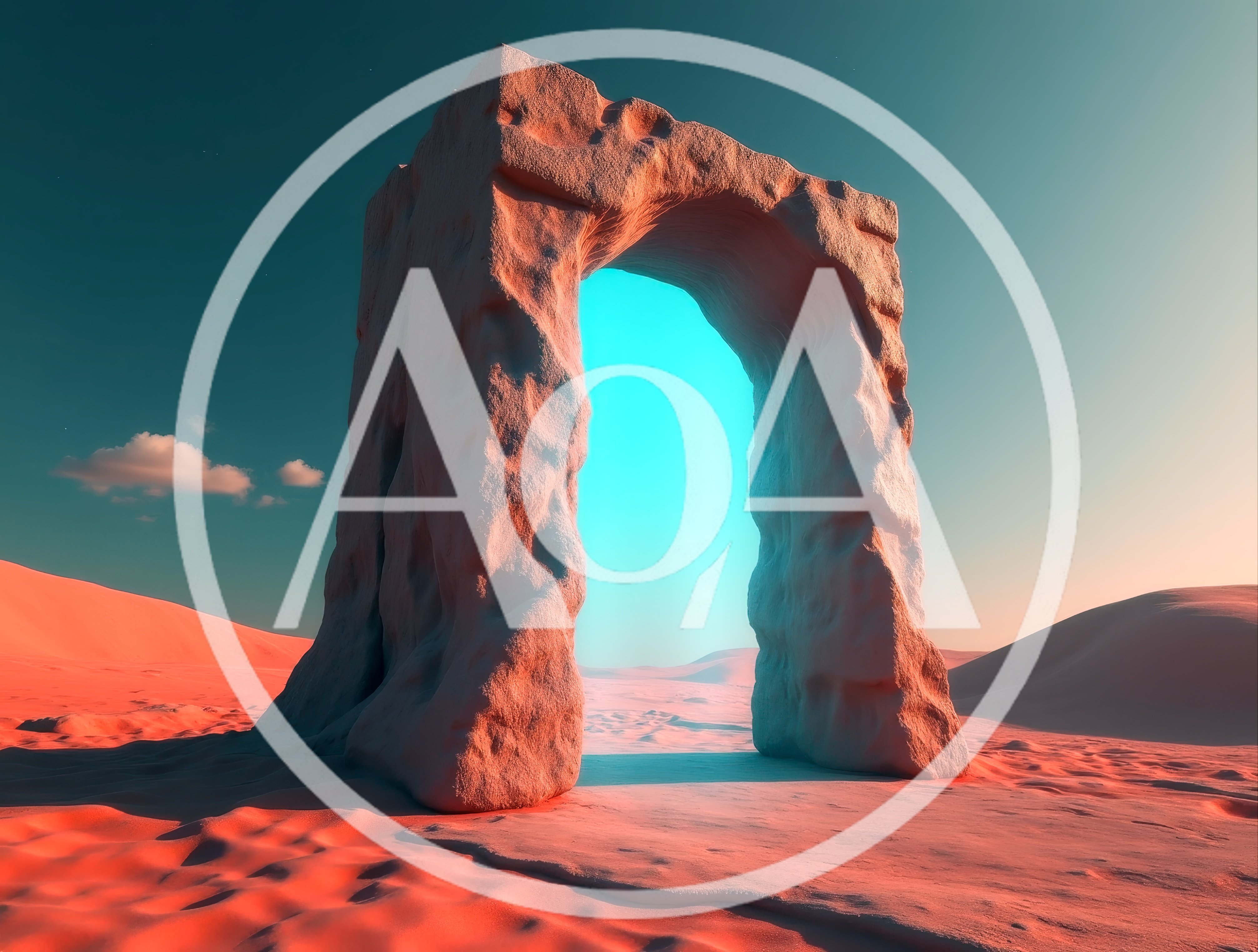 Surreal Stone Archway Portal In A Desert Landscape
