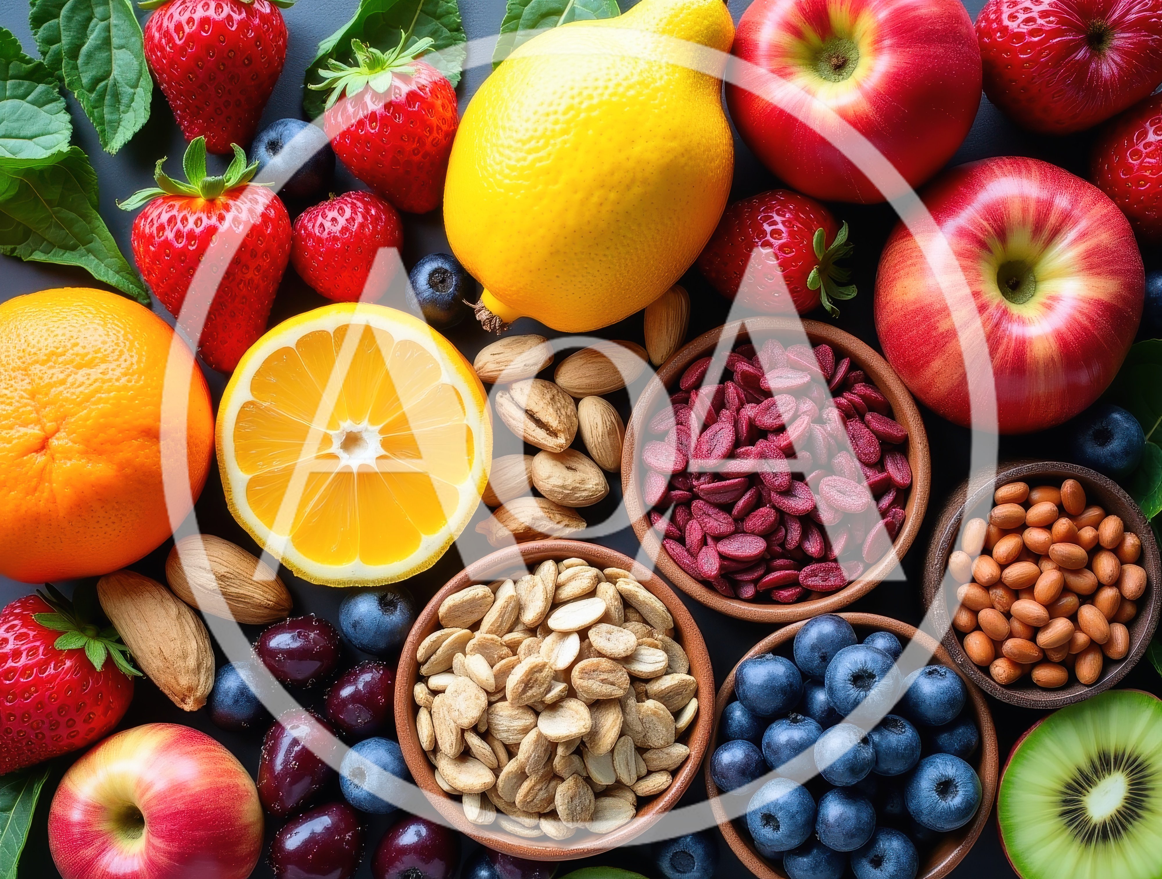 Assorted Fresh Fruits Nuts And Berries Flat Lay