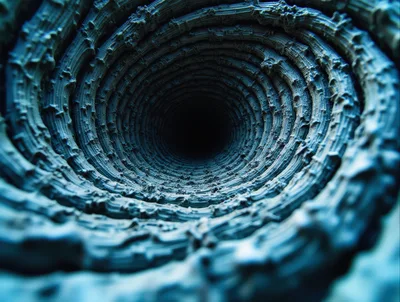 Abstract Fractal Spiral Tunnel With Deep Dark Center