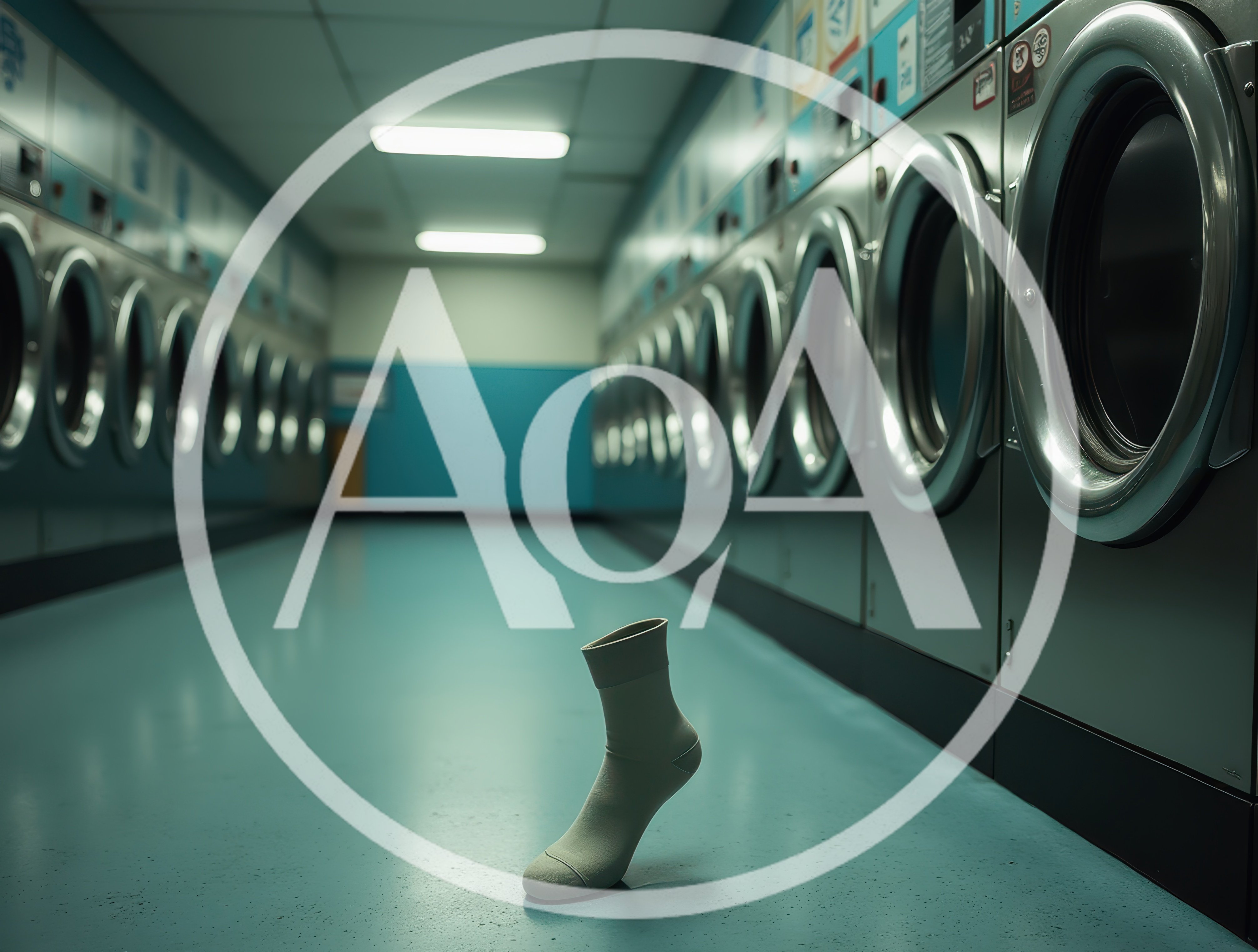Single White Sock Standing Alone In A Laundromat