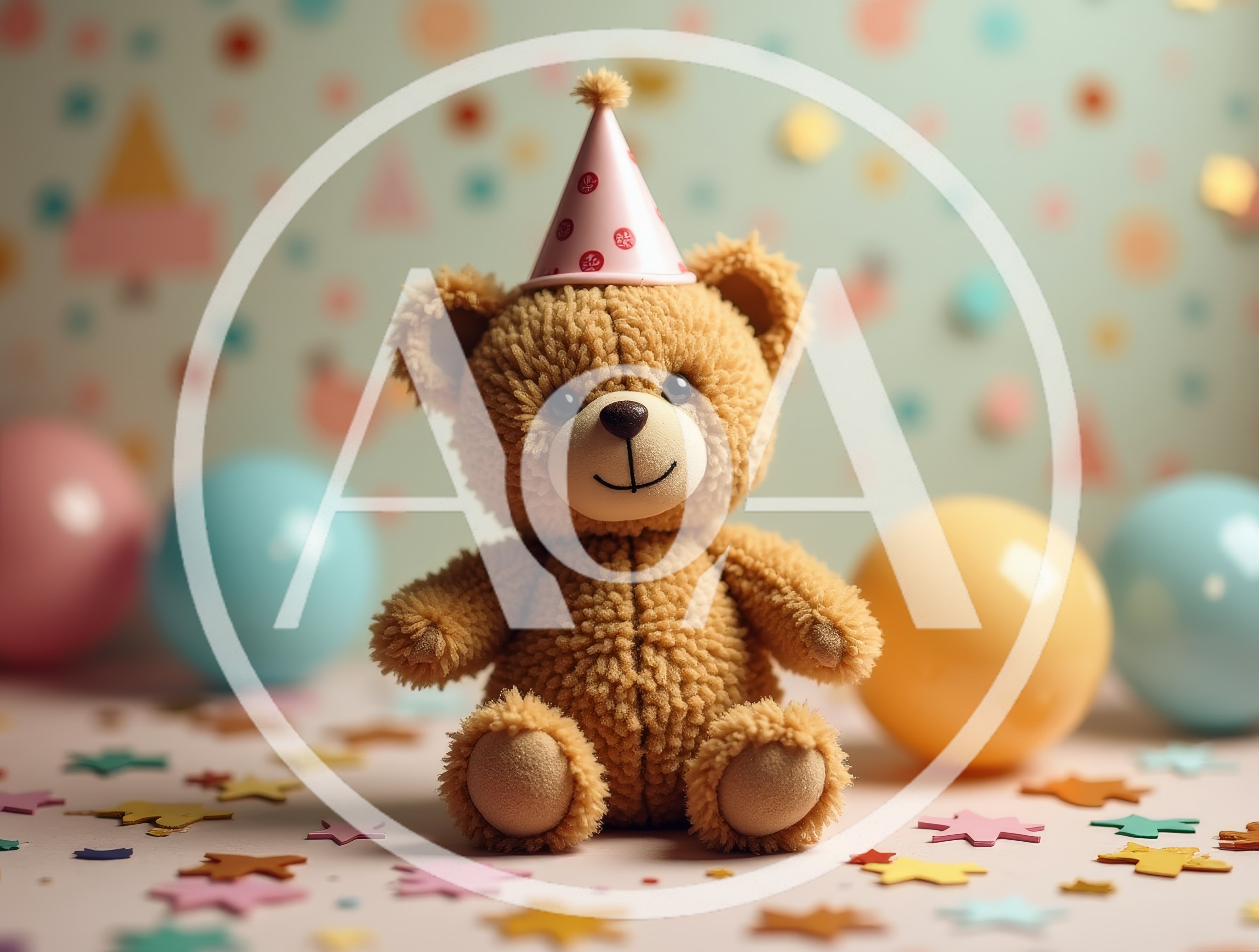 Cute Teddy Bear Wearing A Party Hat