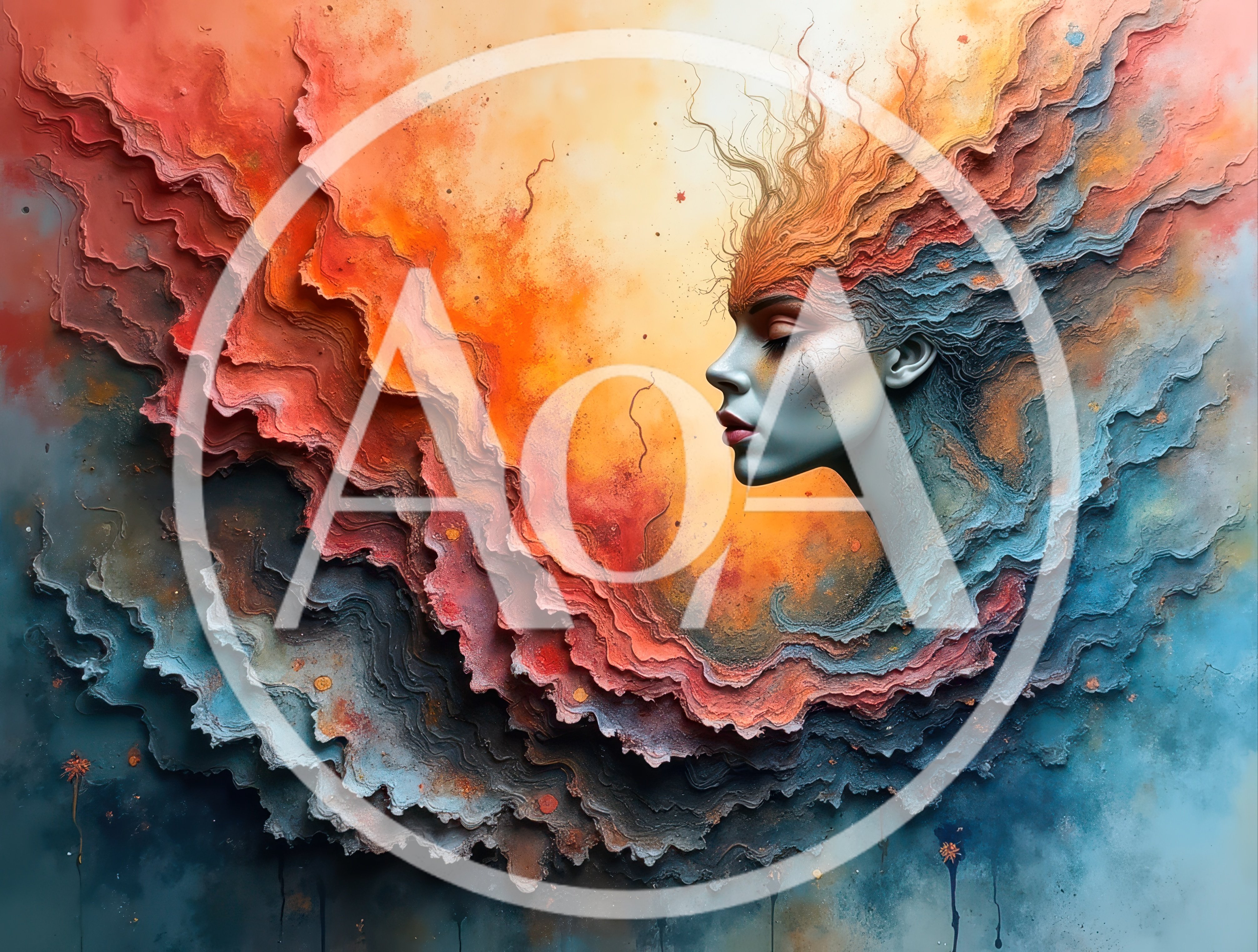 Surreal Portrait Of A Woman With Abstract Flowing Hair