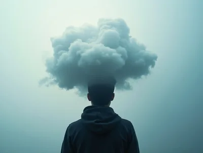Person With A Storm Cloud Over Their Head