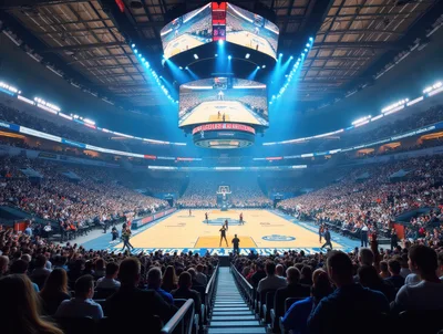 Crowded Basketball Arena During Professional Game