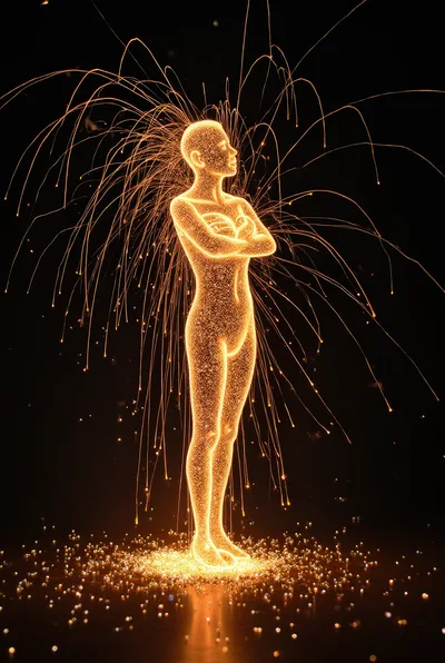 Glowing Human Silhouette With Light Trails