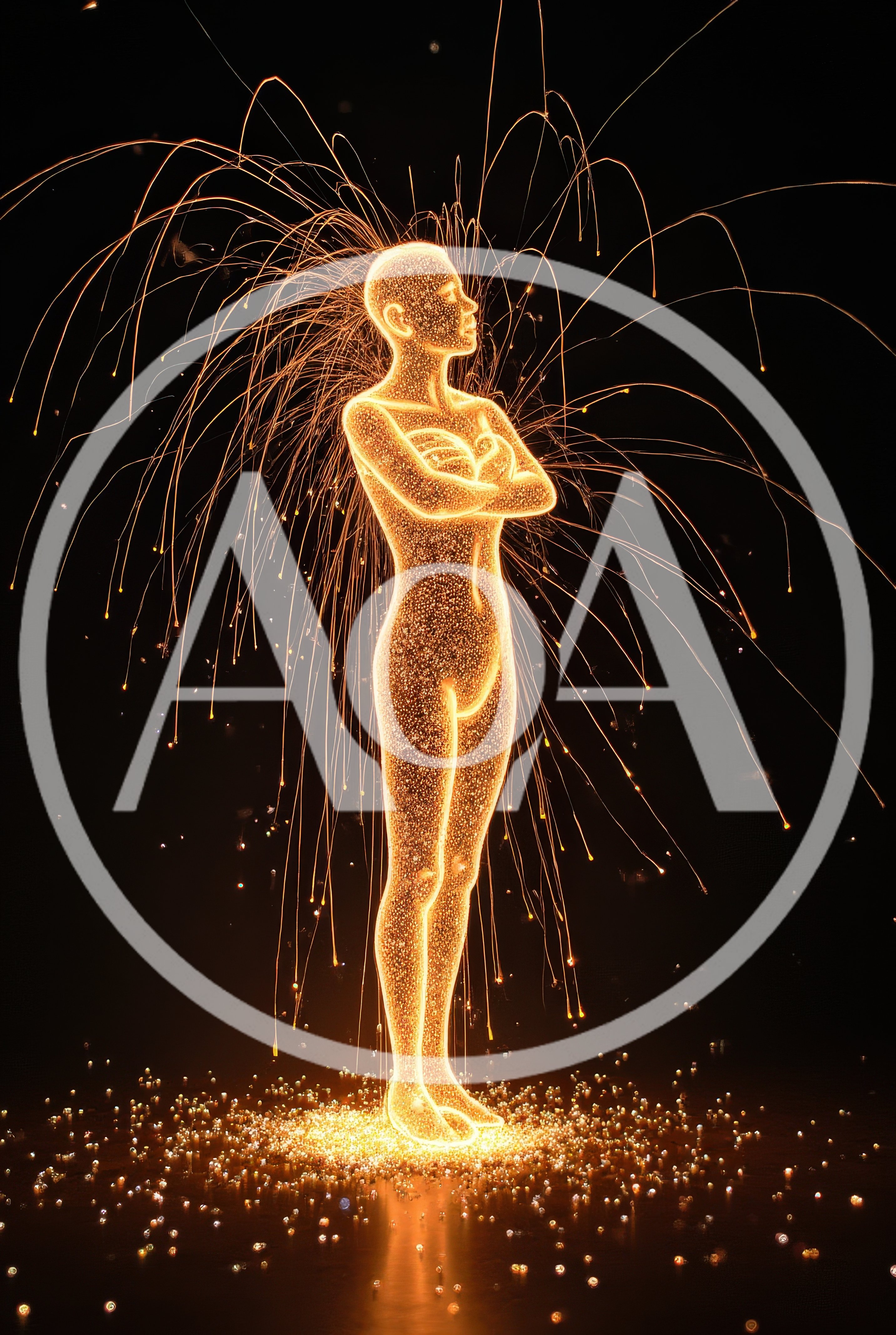 Glowing Human Silhouette With Light Trails