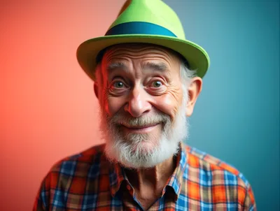 Portrait Of An Elderly Man Wearing A Fedora