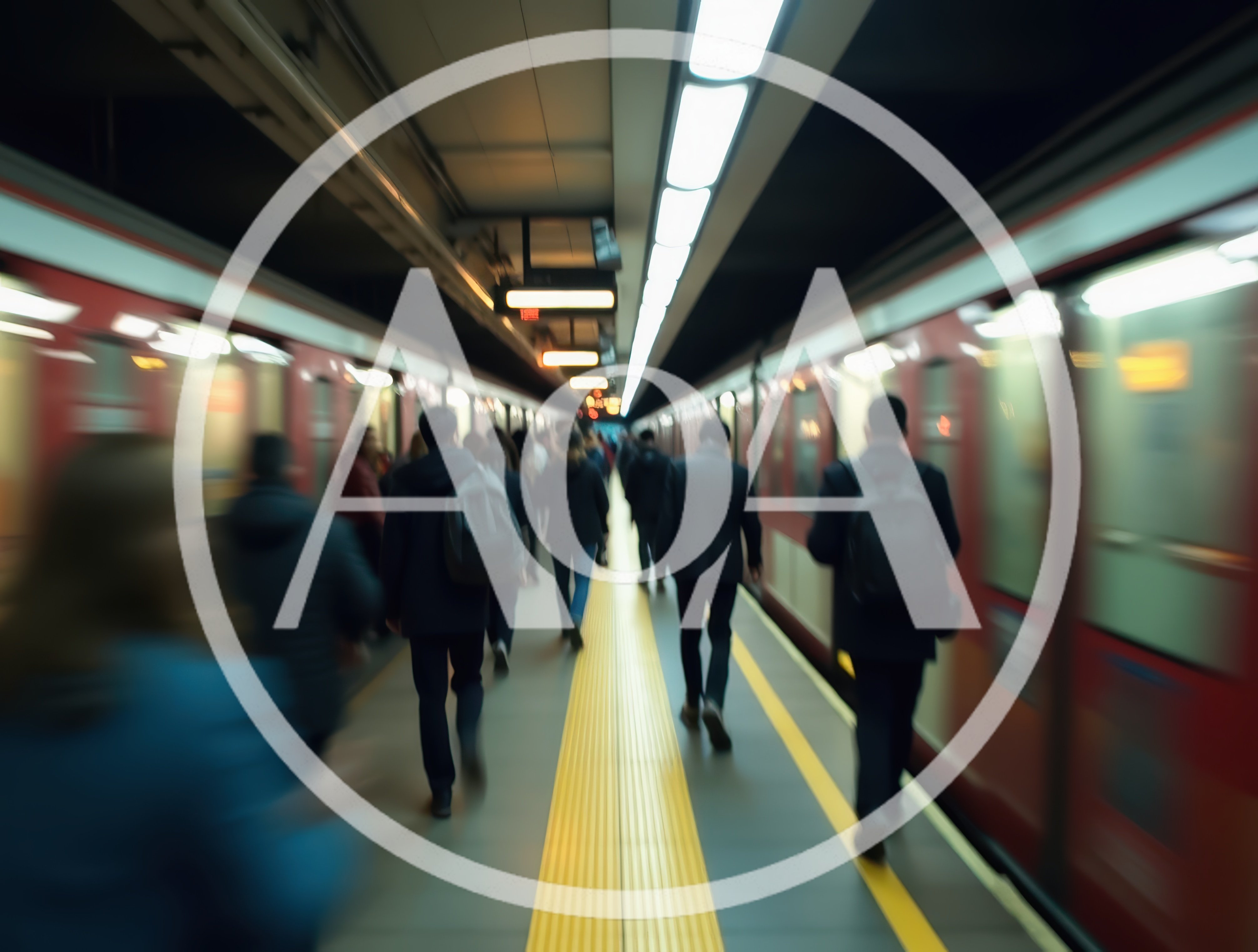 Commuters Walking Along Subway Platform During Rush Hour