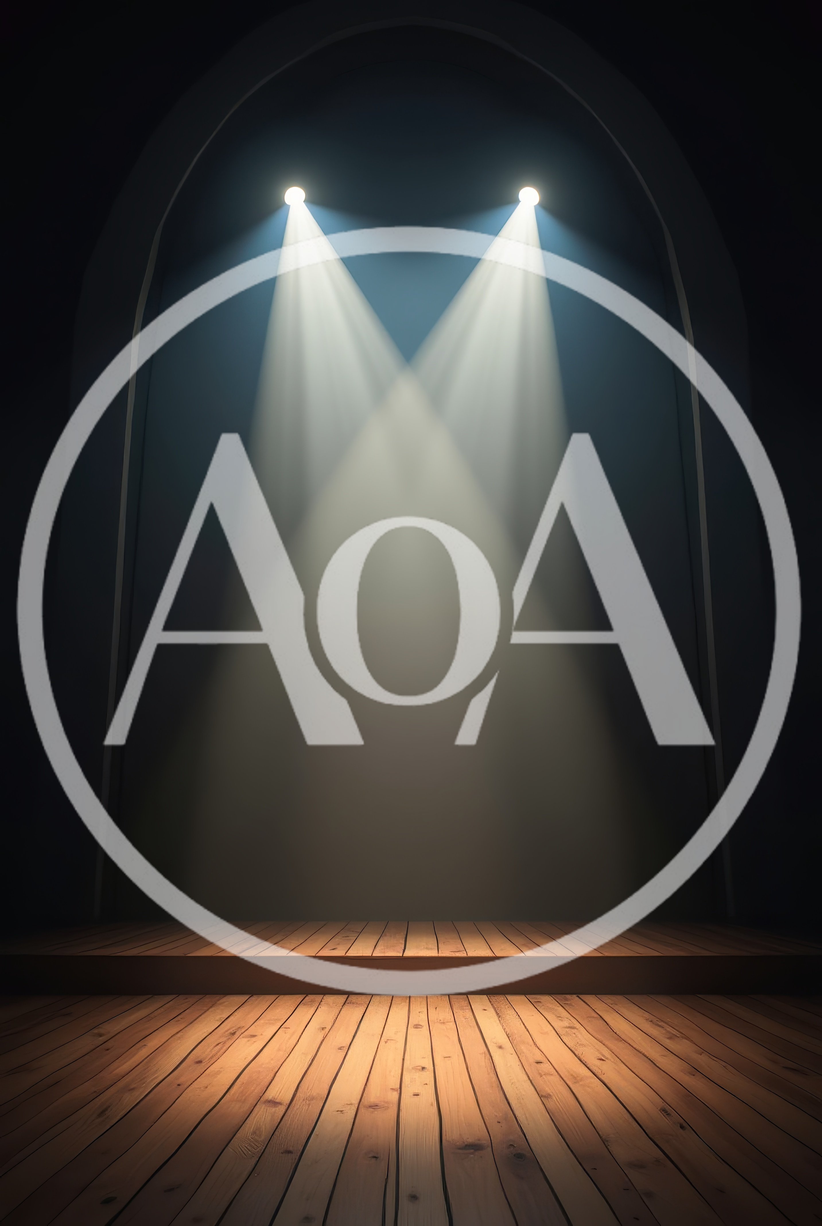 Empty Wooden Stage With Dual Spotlight Beams