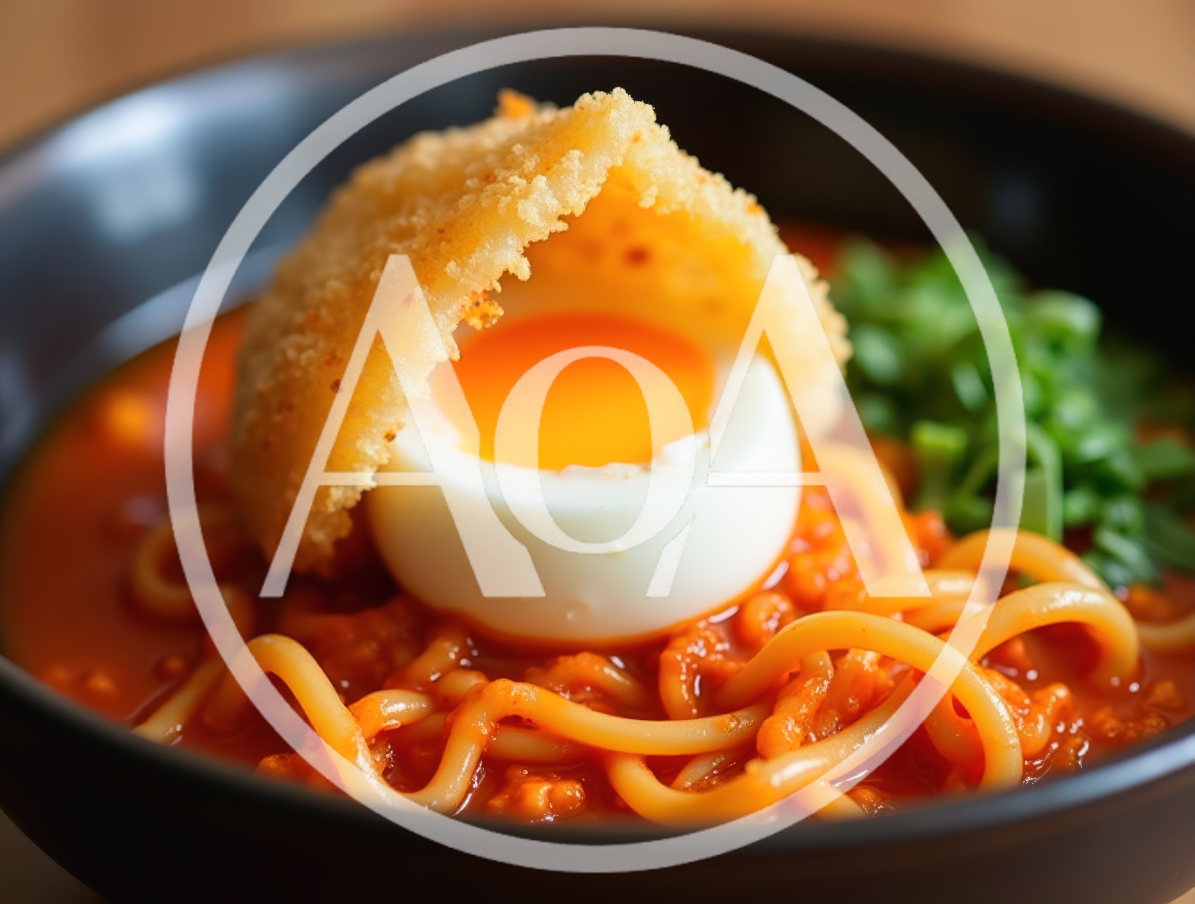 Bowl Of Spicy Ramen With Soft Boiled Egg