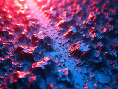 Abstract 3D Terrain Landscape With Red And Blue Lighting
