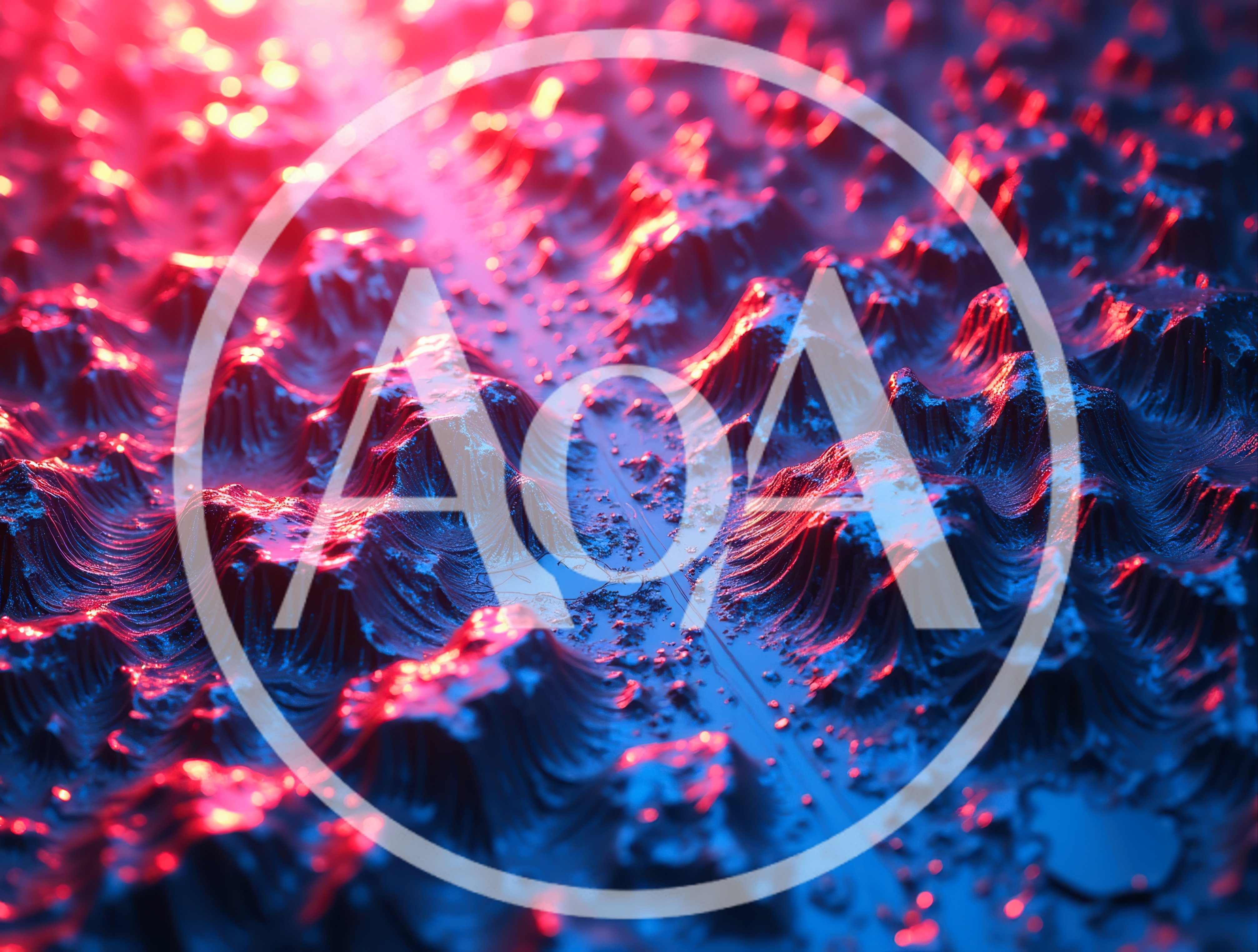 Abstract 3D Terrain Landscape With Red And Blue Lighting