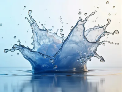 Ice Cube Dropping Into Water Creating Splash