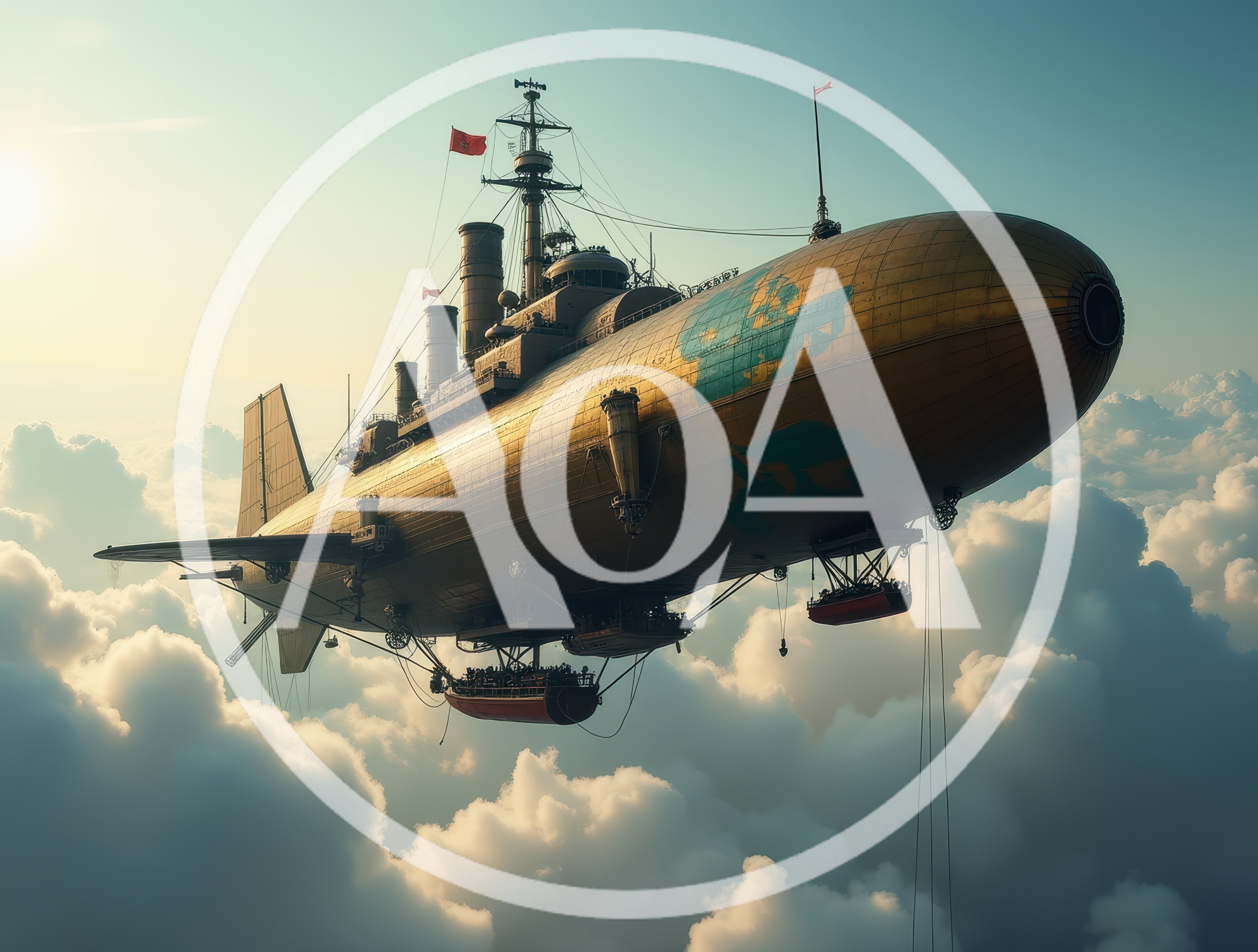 Steampunk Airship Flying Above The Clouds