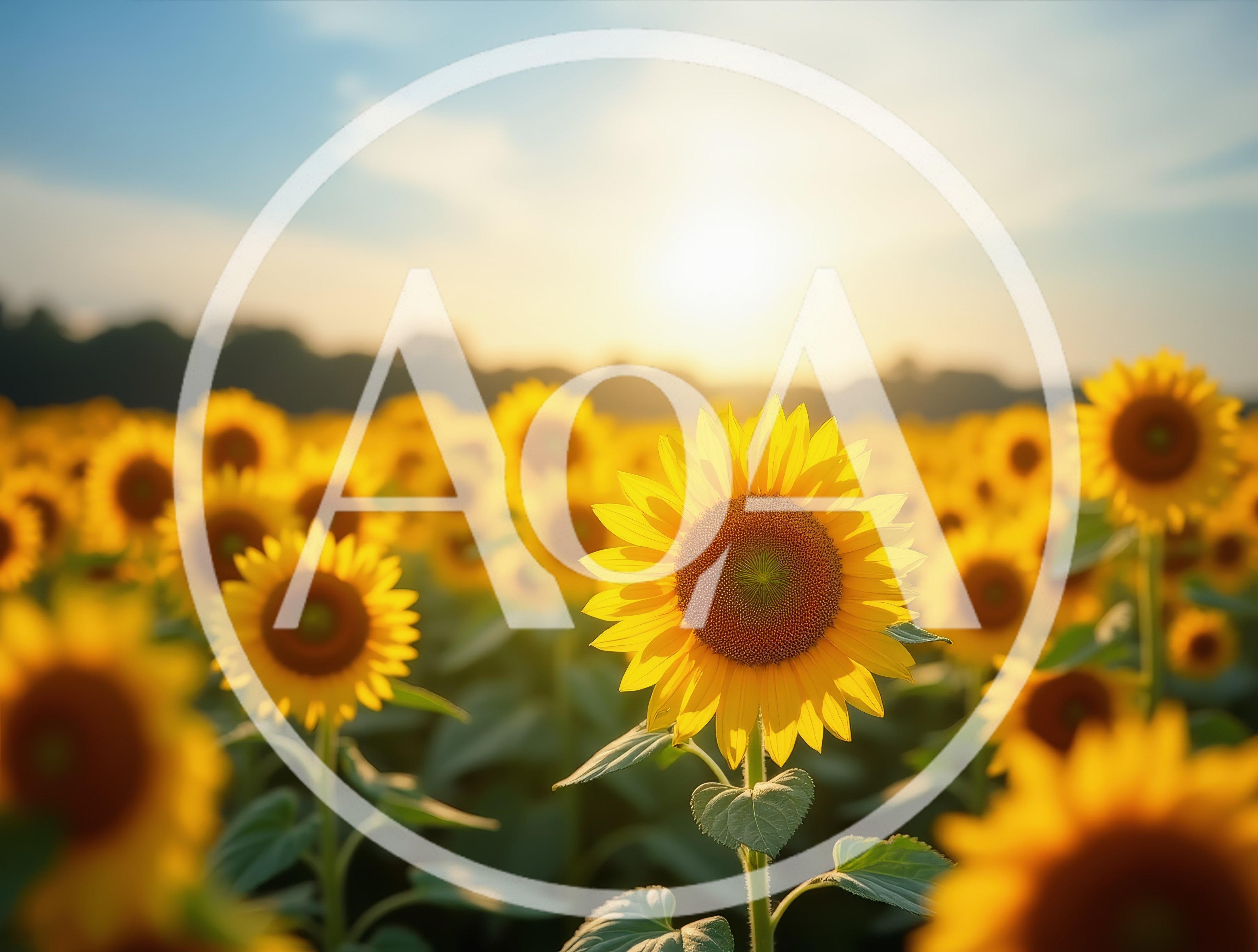 Vibrant Sunflowers Blooming In A Golden Hour Field