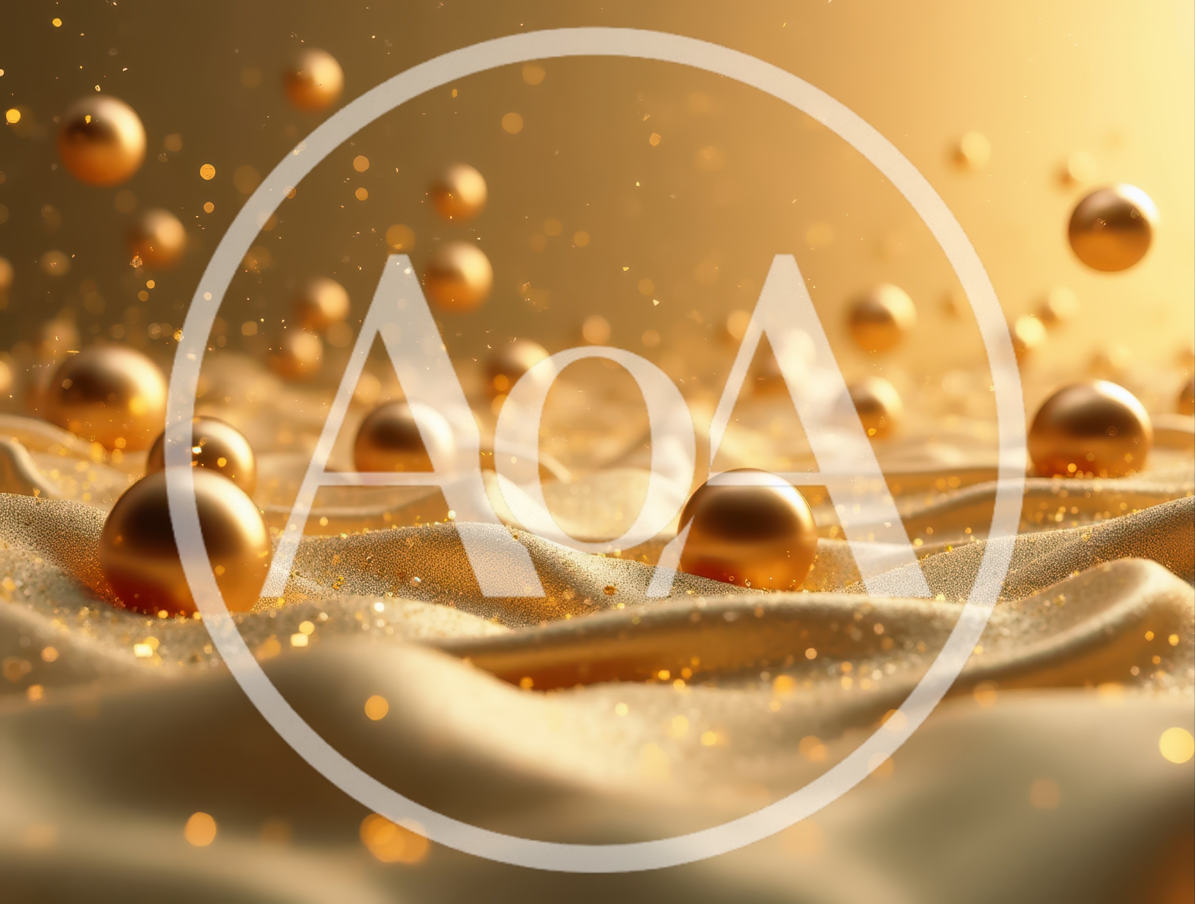 Floating Golden Spheres Over Shimmering Fabric Background