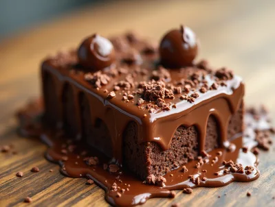 Decadent Chocolate Brownie With Melting Ganache Topping