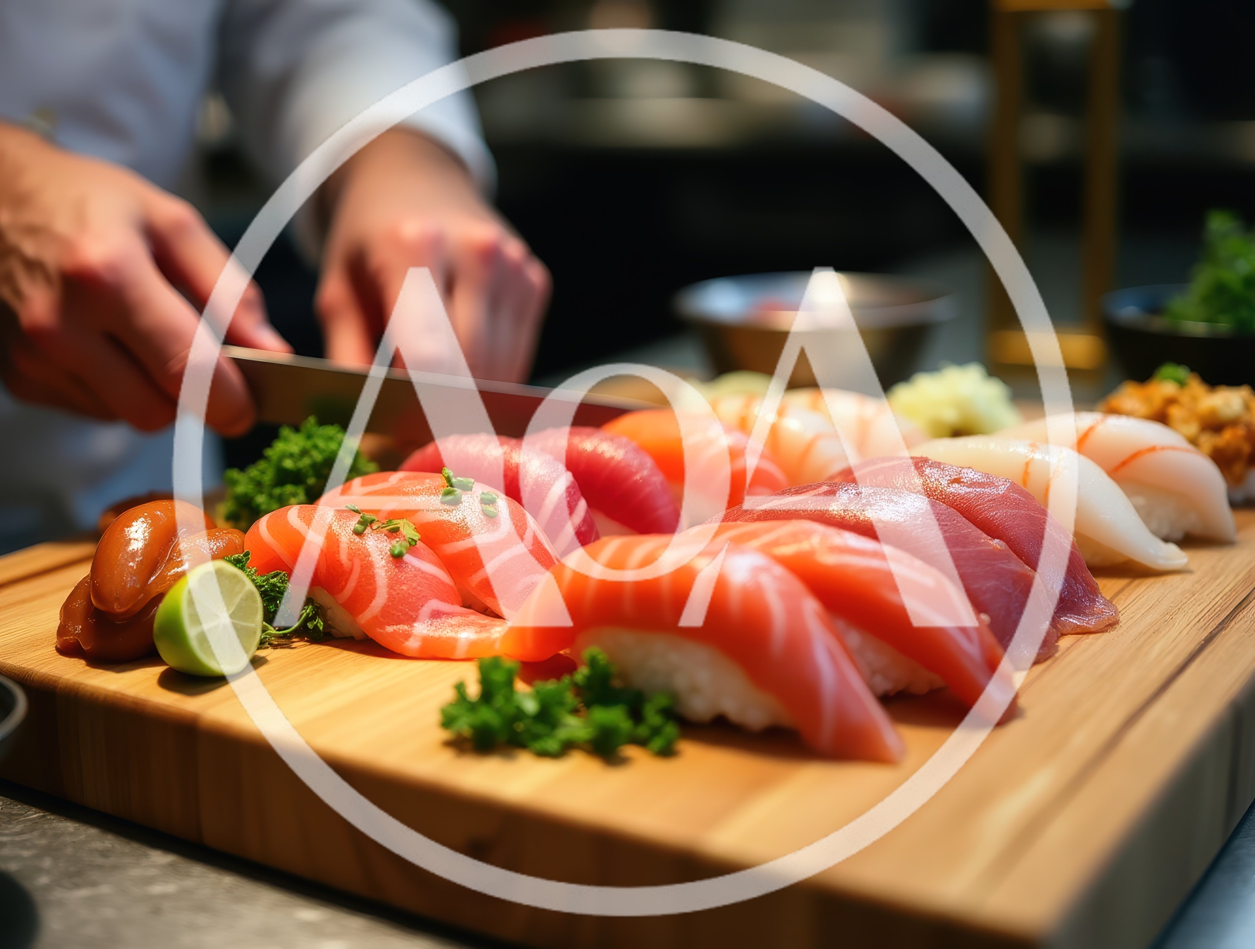 Professional Chef Preparing Fresh Sushi Nigiri