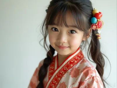 Portrait Of A Young Asian Girl In Traditional Clothing