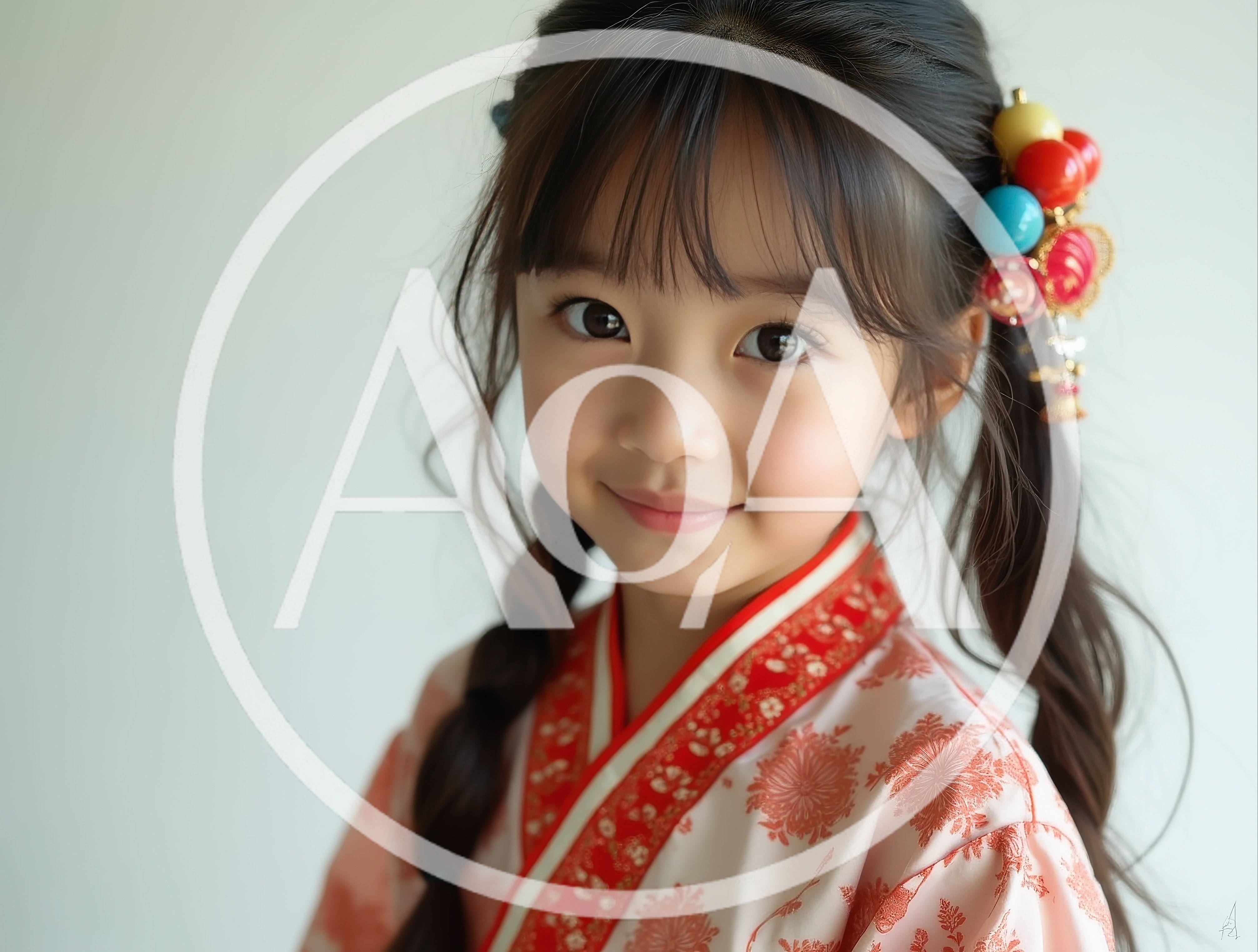 Portrait Of A Young Asian Girl In Traditional Clothing