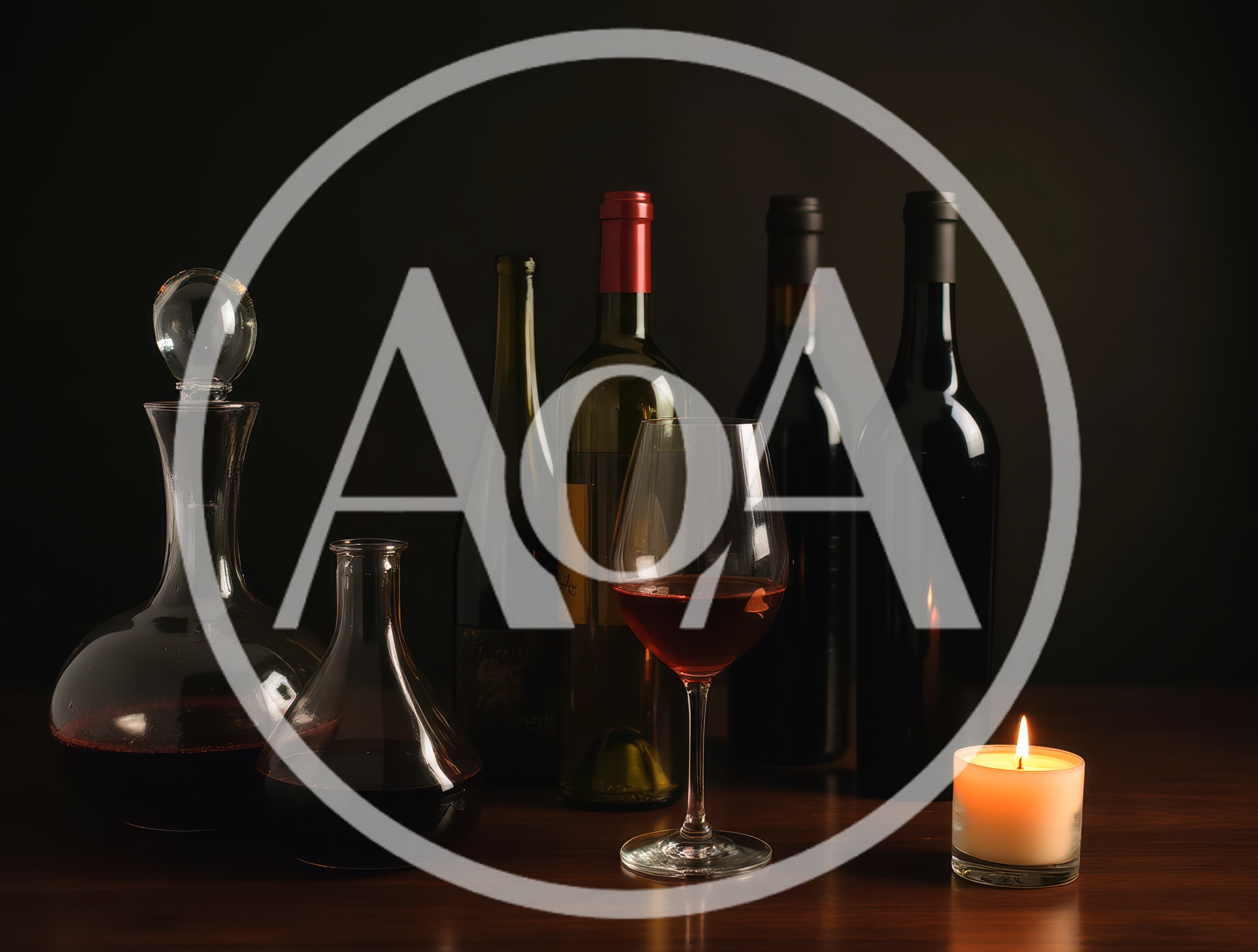 Wine Bottles Decanters And Glass With Candle
