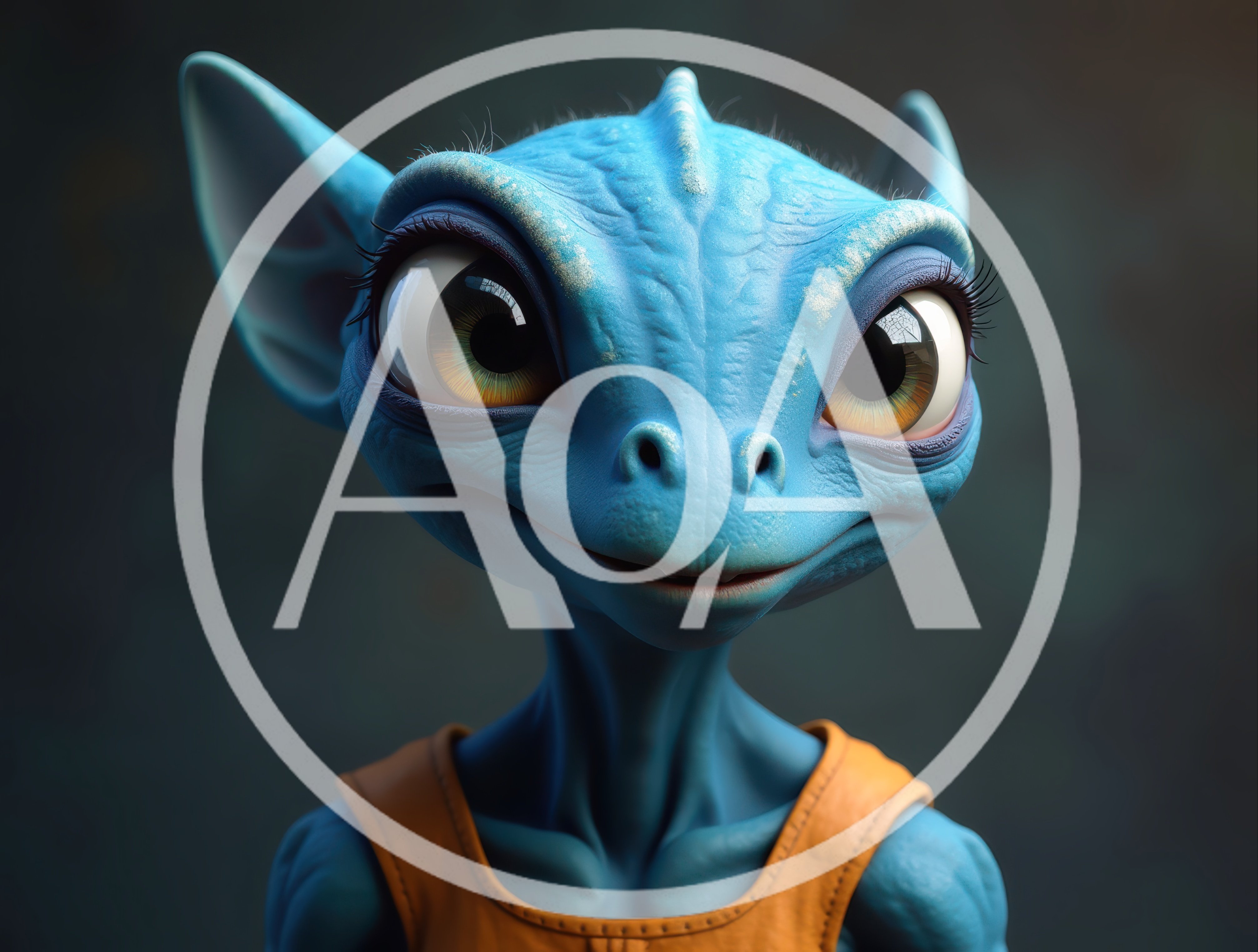 Portrait Of A Cute Blue Alien Character