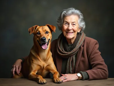 Senior Woman Posing With Her Dog