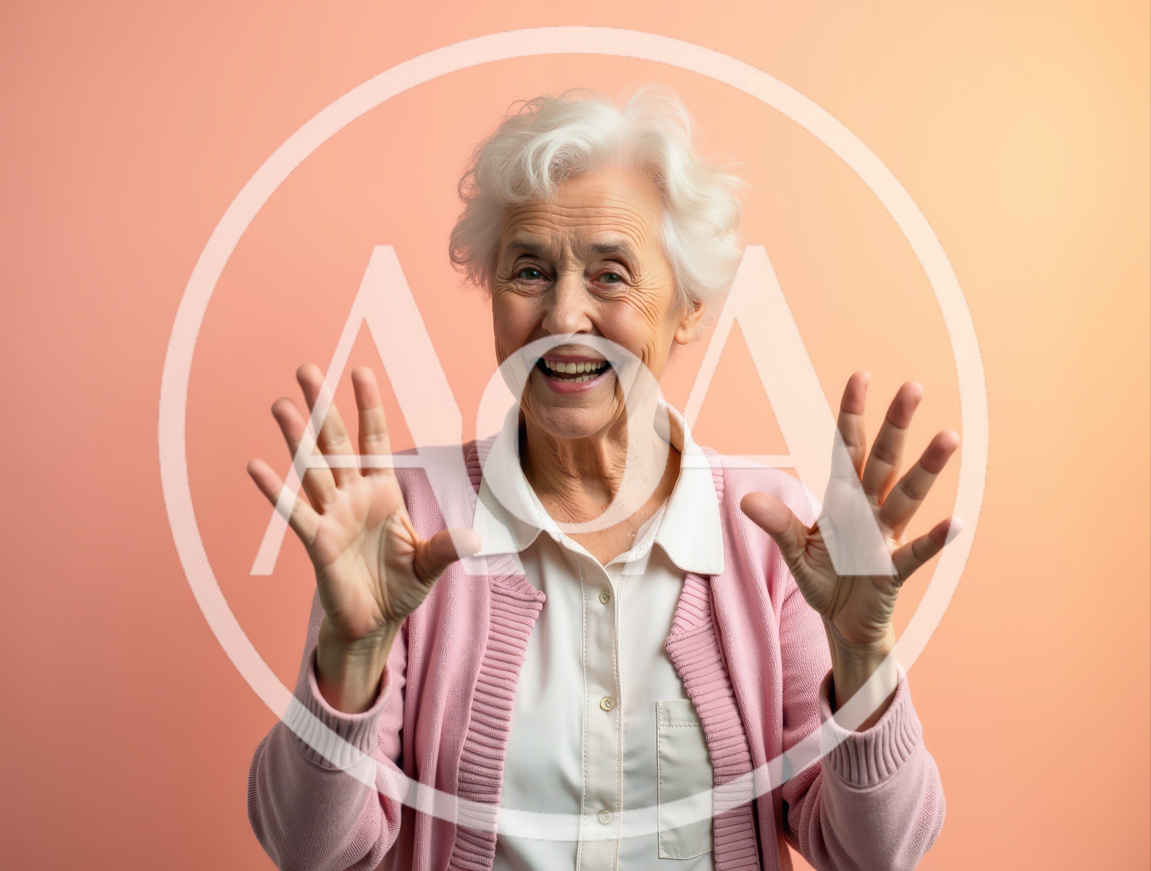 Happy Elderly Woman With Hands Raised