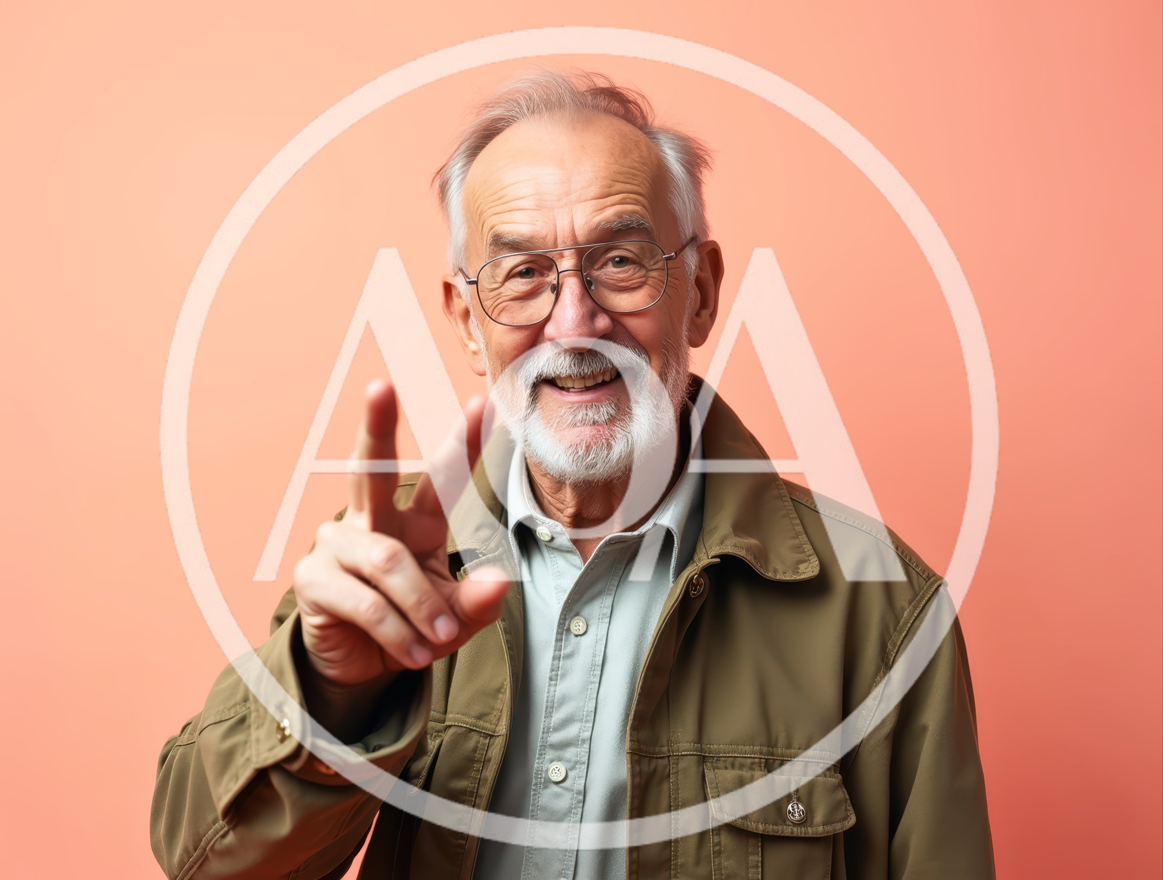 Smiling Senior Man Gesturing Peace Sign