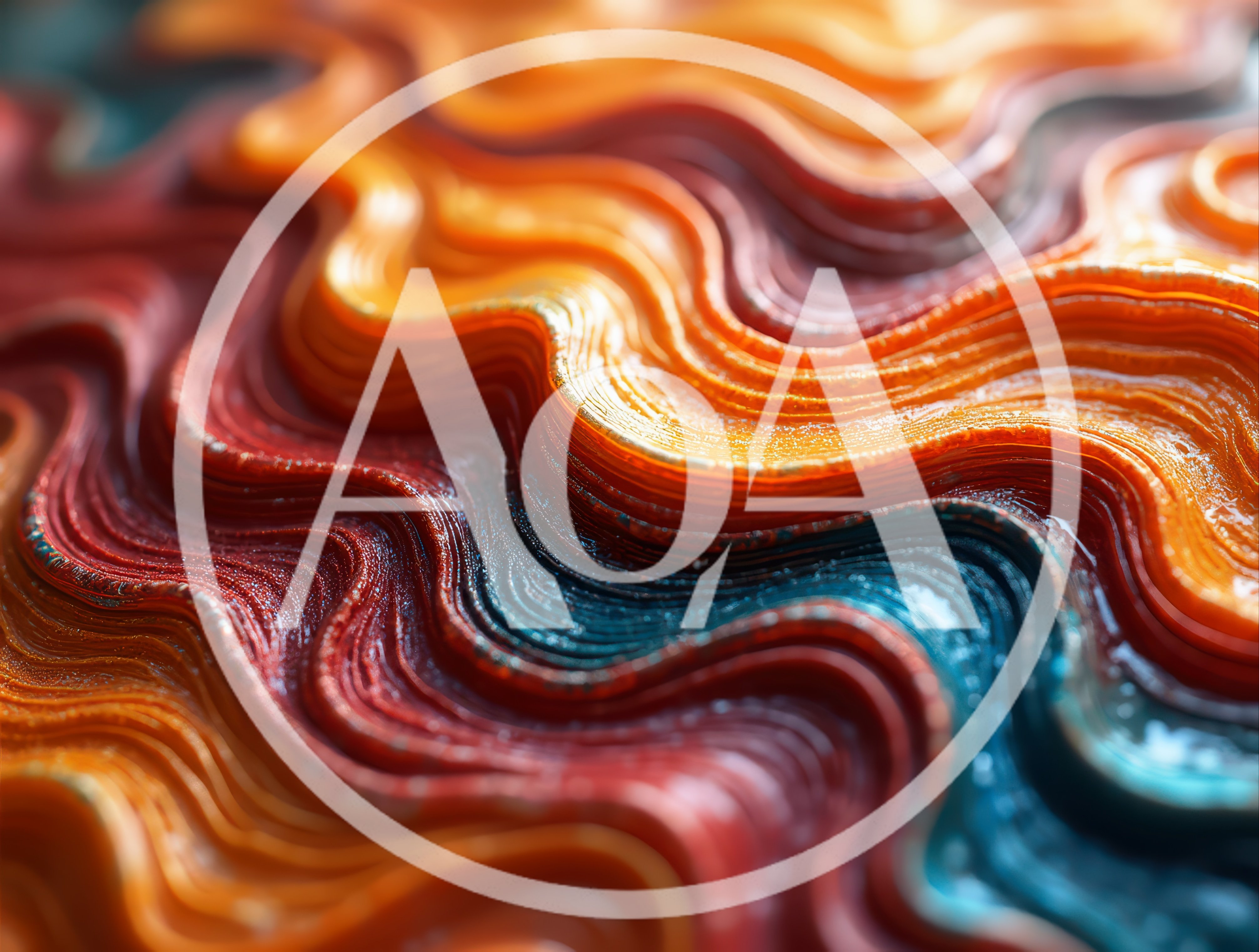 Abstract Wavy Layers Of Orange And Blue Texture