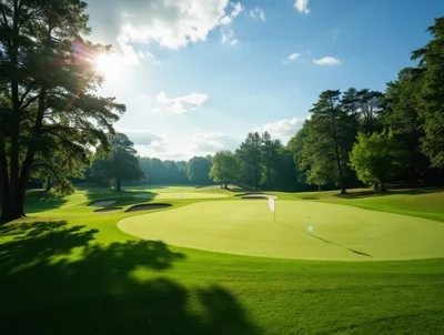 Scenic Golf Course Putting Green With Sand Bunkers