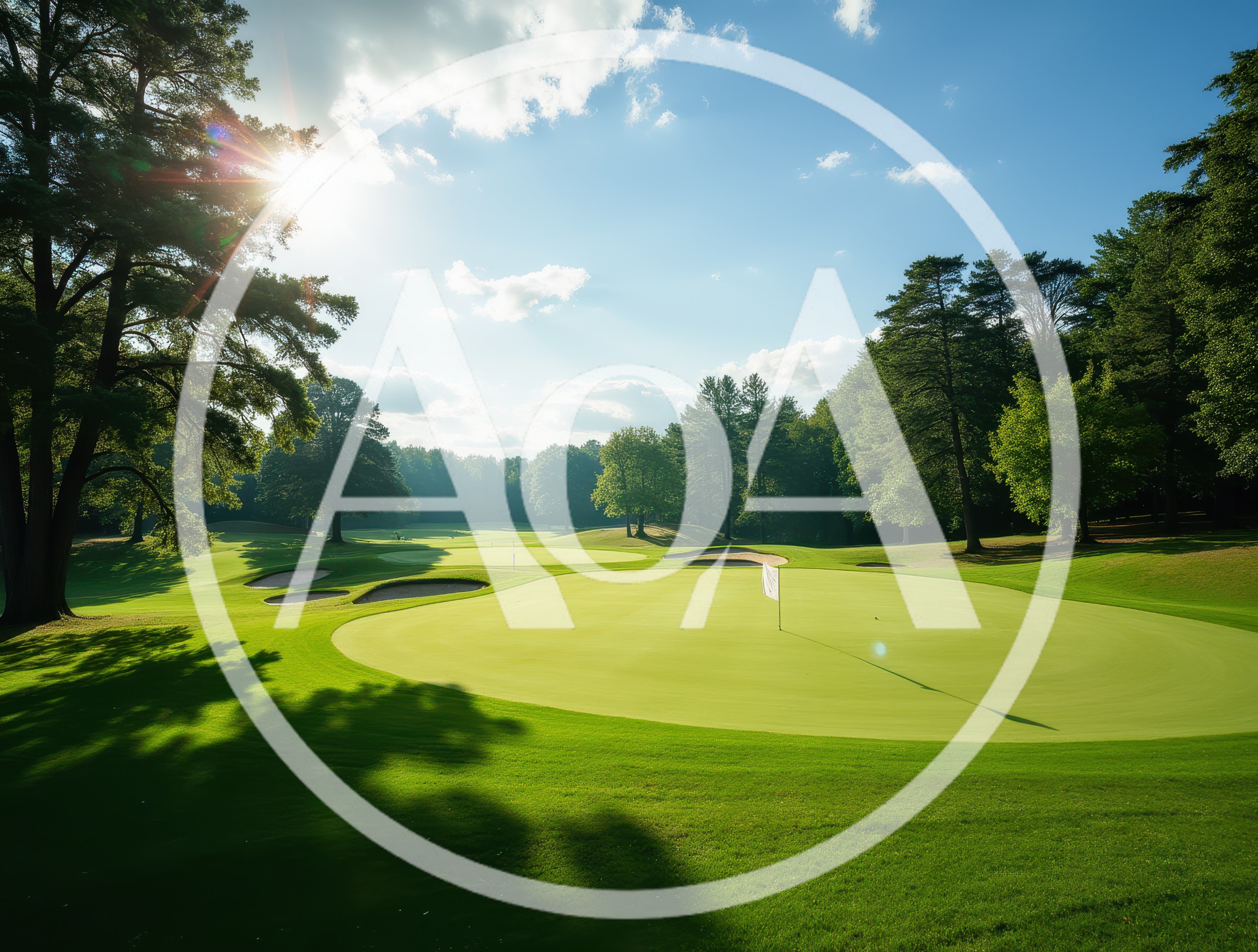 Scenic Golf Course Putting Green With Sand Bunkers