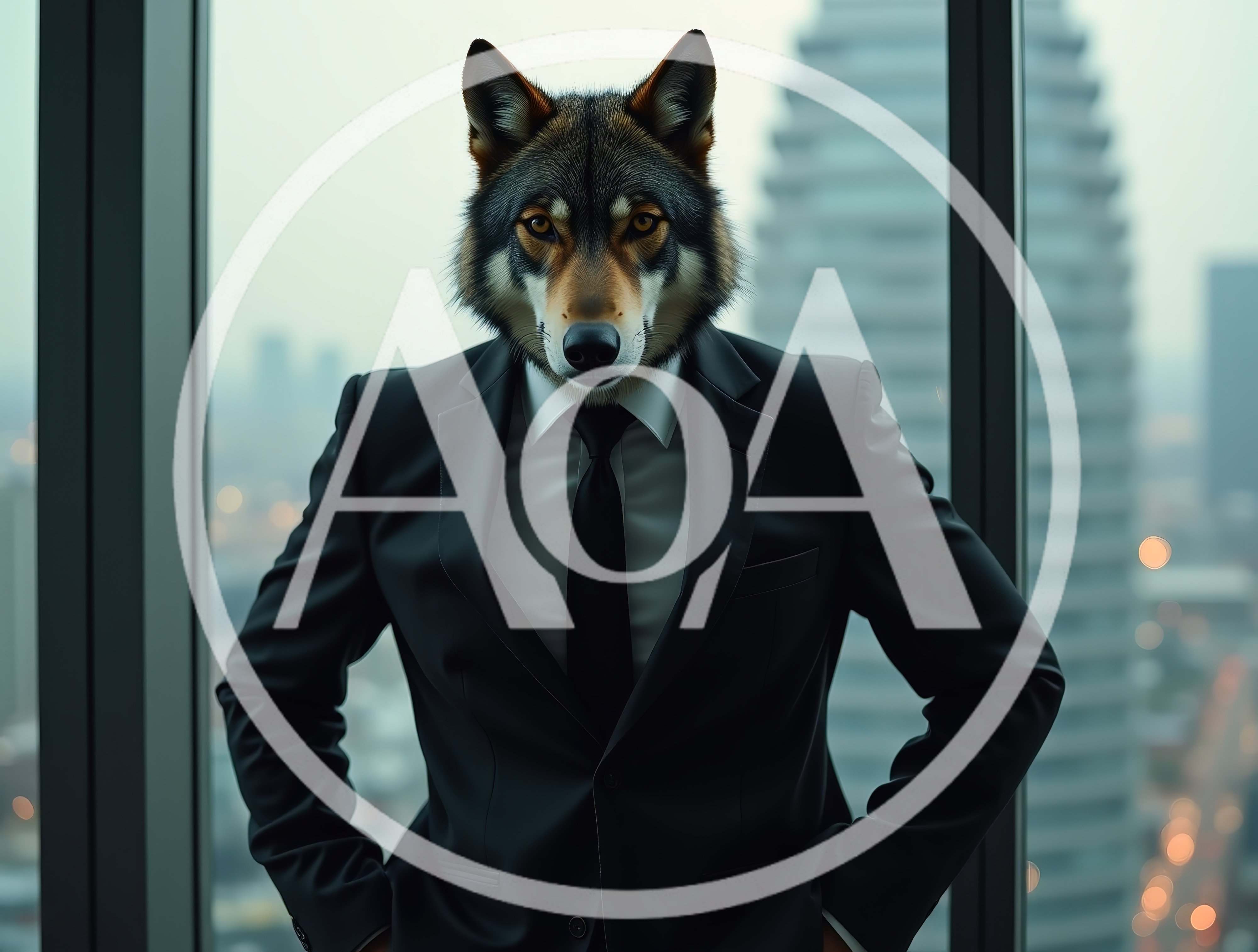 Anthropomorphic Wolf Businessman Standing In Office