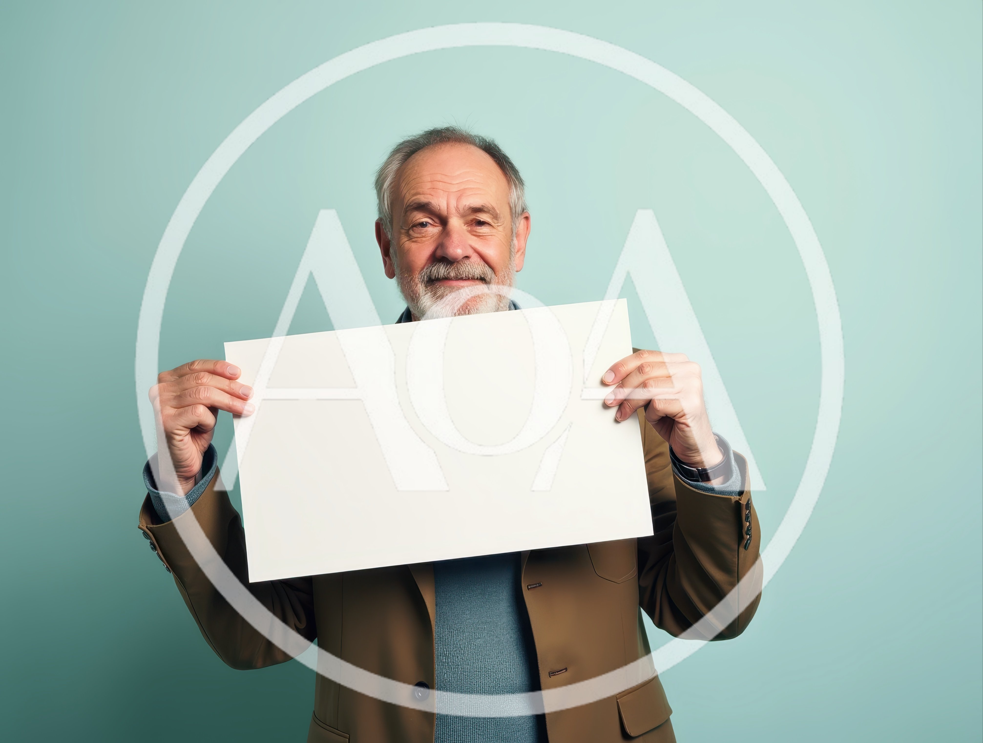 Senior Man Holding Blank White Sign