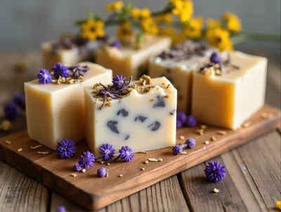 Handmade Natural Soap Bars With Dried Flowers
