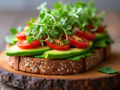 Avocado Toast With Cherry Tomatoes And Microgreens