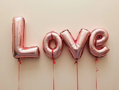 Pink Foil Balloon Letters Spelling Love
