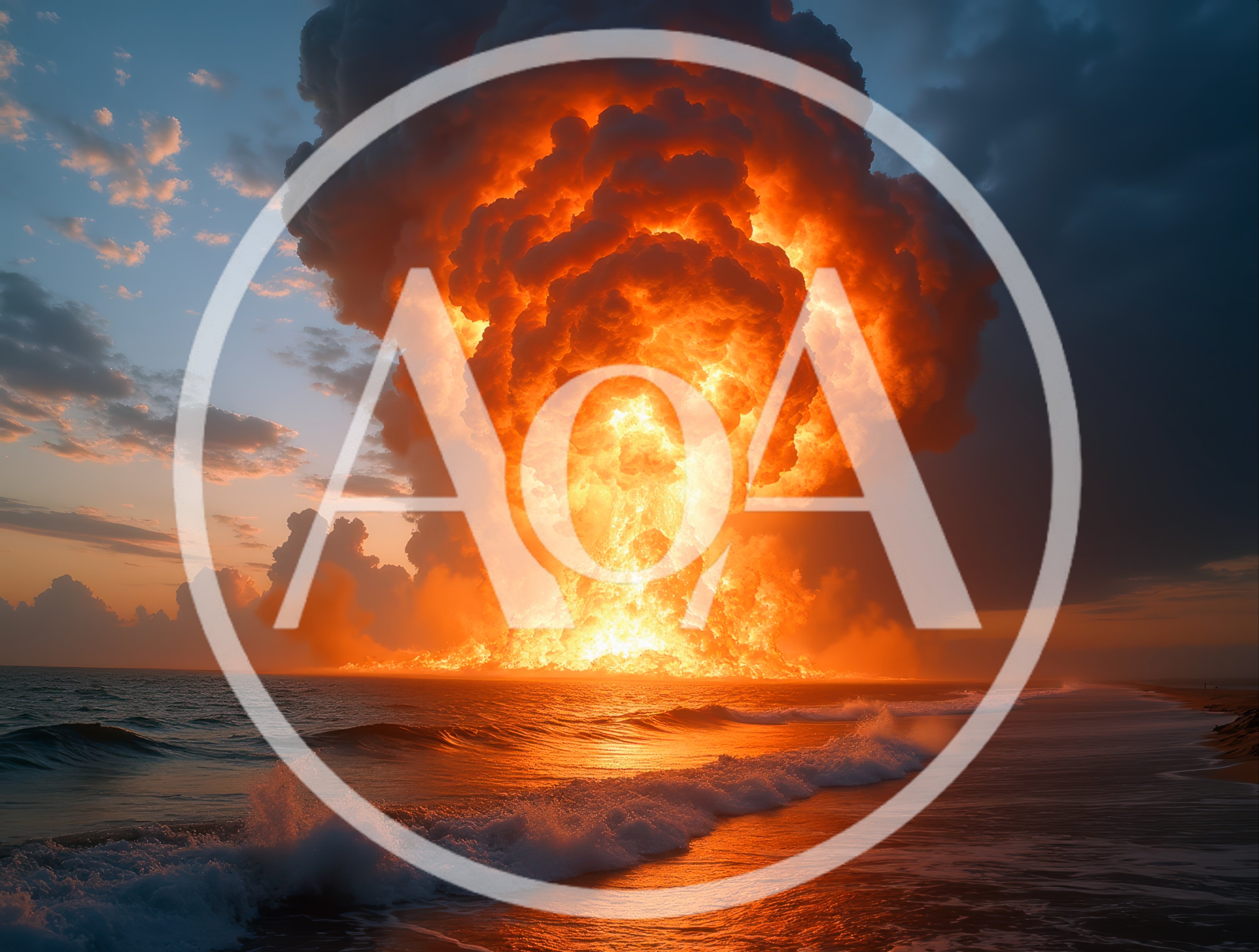 Massive Fiery Explosion Over The Ocean At Sunset