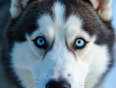 Close Up Portrait Of A Siberian Husky