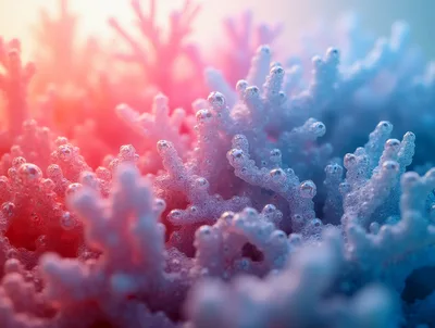 Macro View Of Vibrant Coral Reef With Bubbles