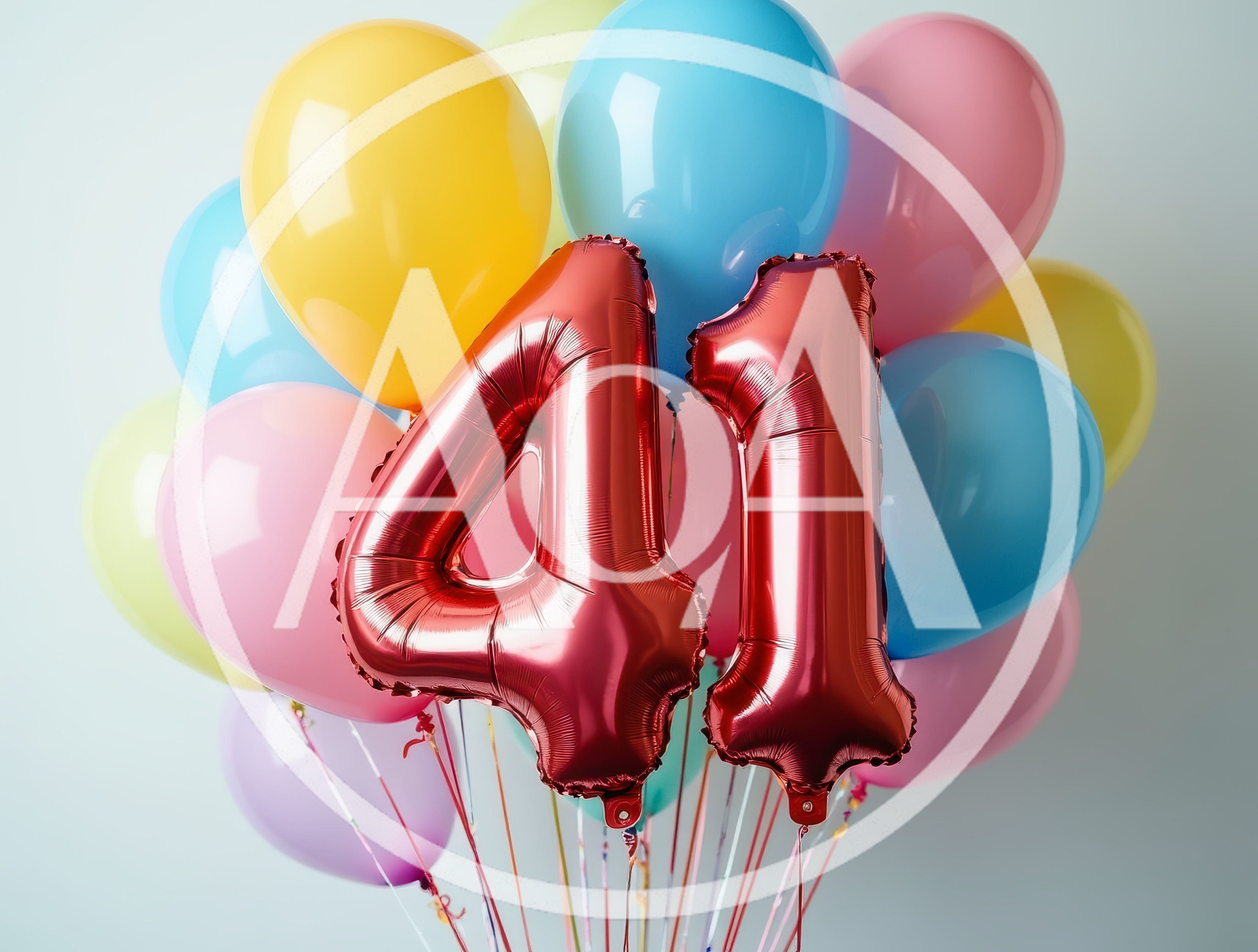 Red Number Forty One Foil Balloons With Colorful Latex Balloons
