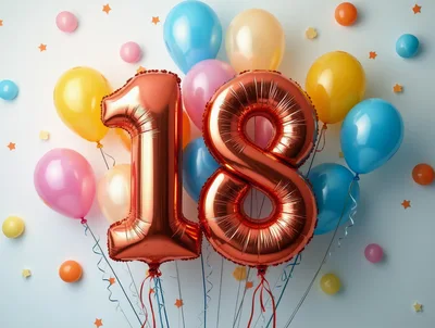 Metallic Red Number Eighteen Balloons for Birthday Celebration