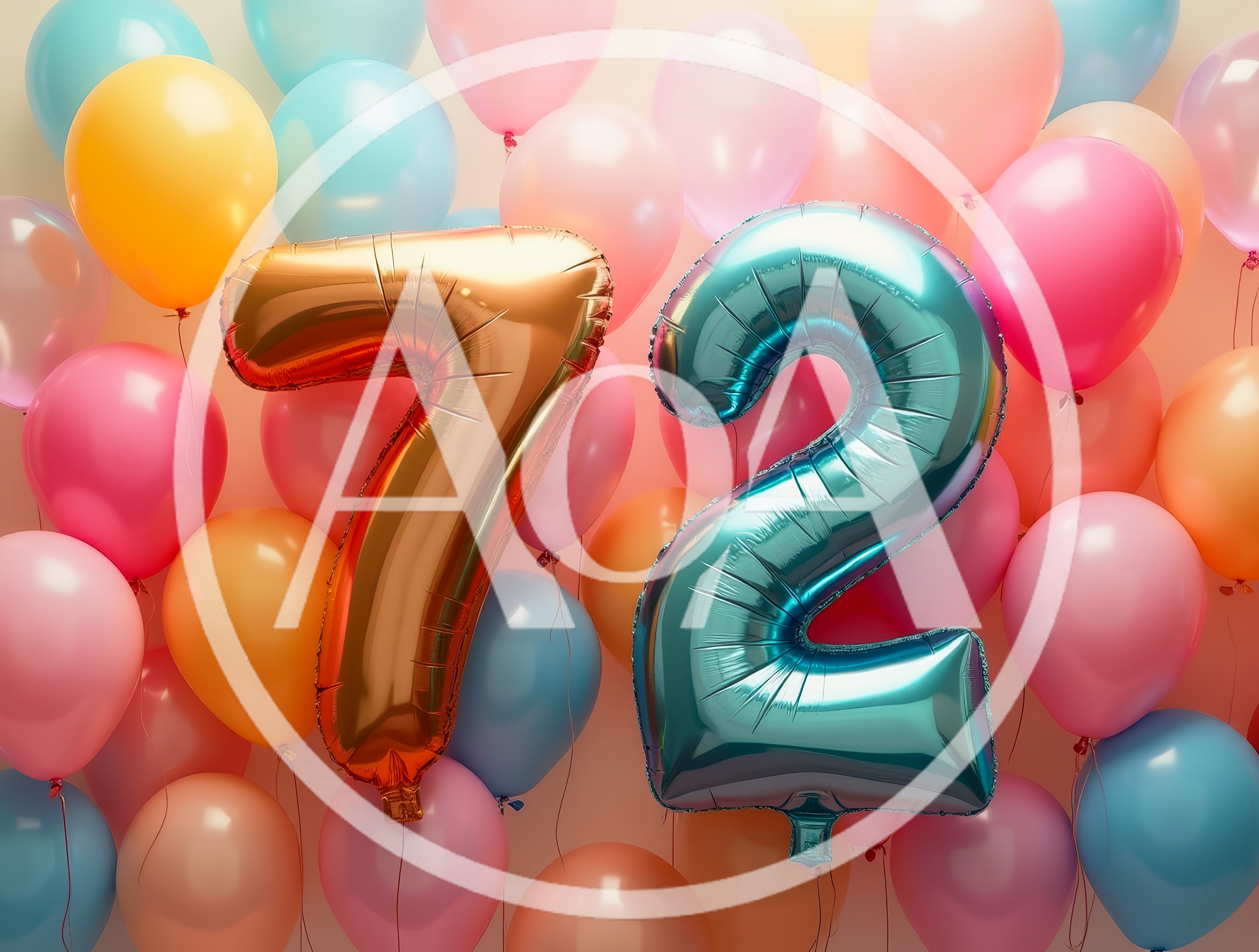 Seventy Two Number Balloons for Birthday Celebration